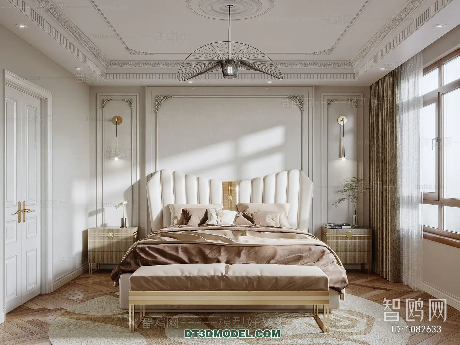 3D Scene of France Style Bedroom – 3D Model – 012 – VRAY