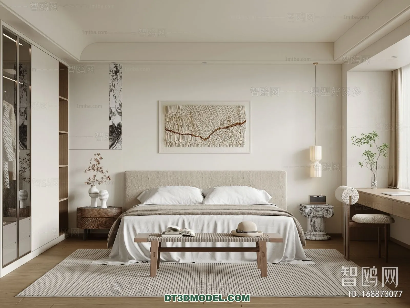 3D Scene of France Style Bedroom – 3D Model – 013 – VRAY