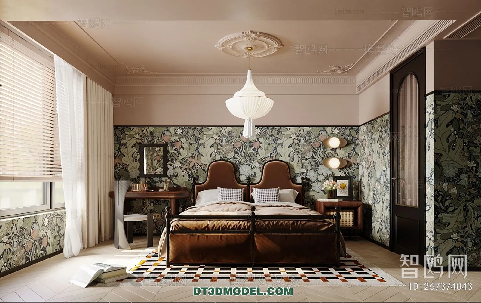3D Scene of France Style Bedroom – 3D Model – 019 – CORONA