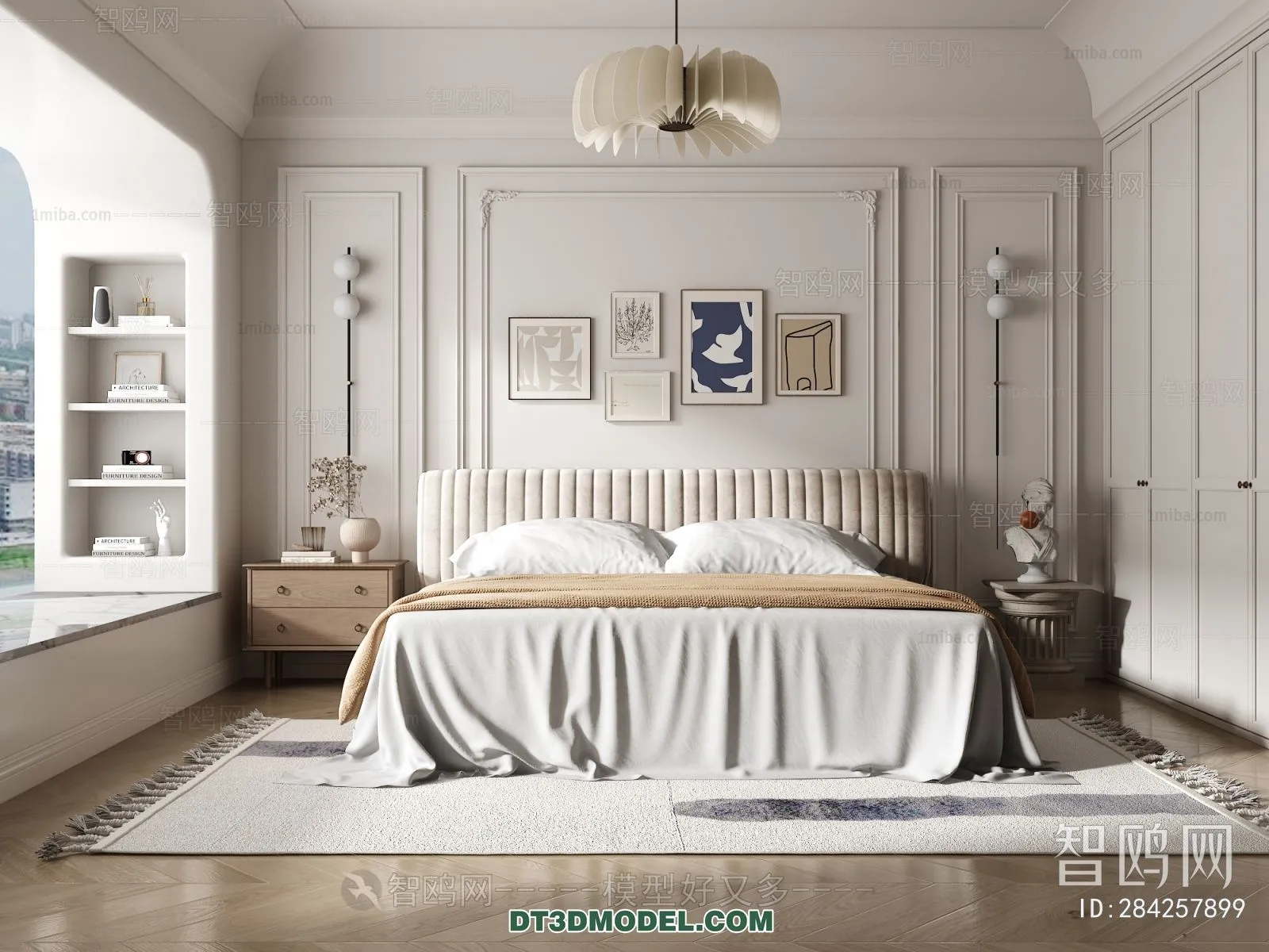 3D Scene of France Style Bedroom – 3D Model – 022 – VRAY