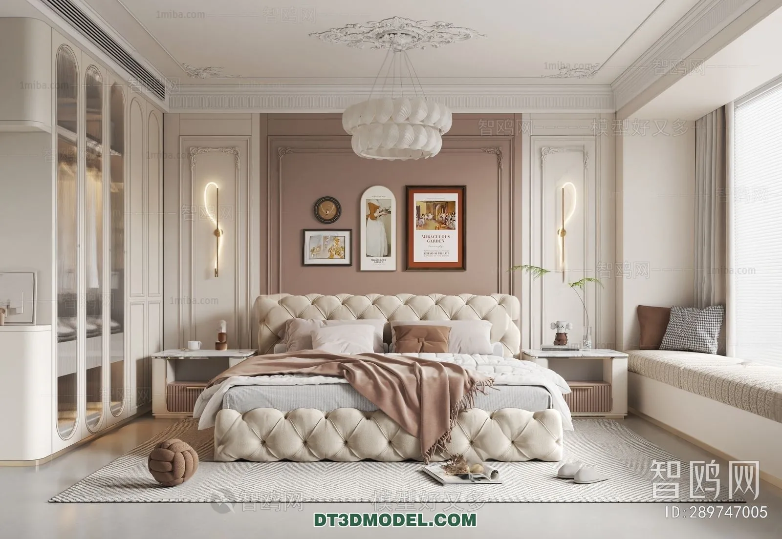 3D Scene of France Style Bedroom – 3D Model – 024 – VRAY