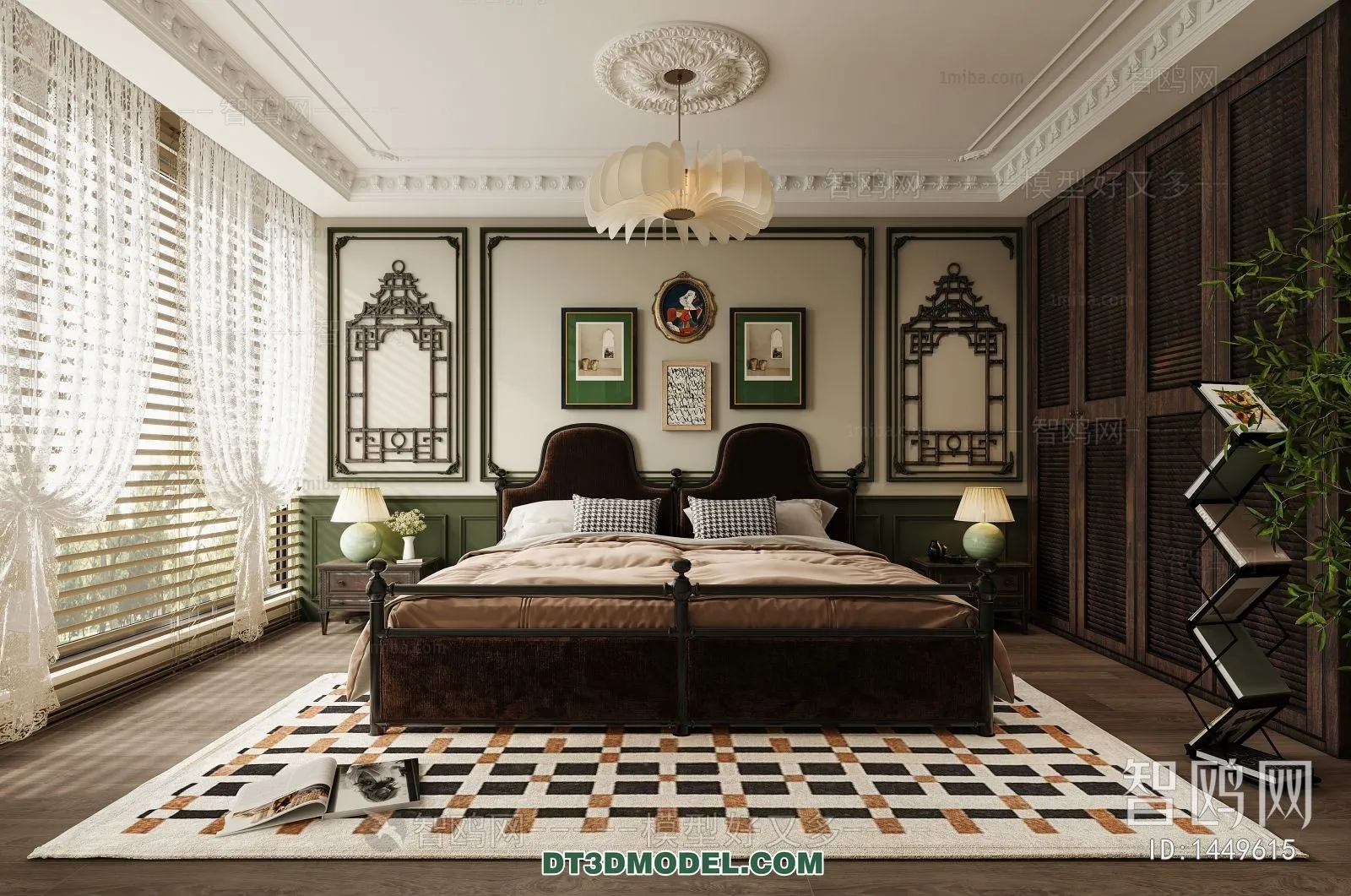3D Scene of France Style Bedroom – 3D Model – 027 – VRAY