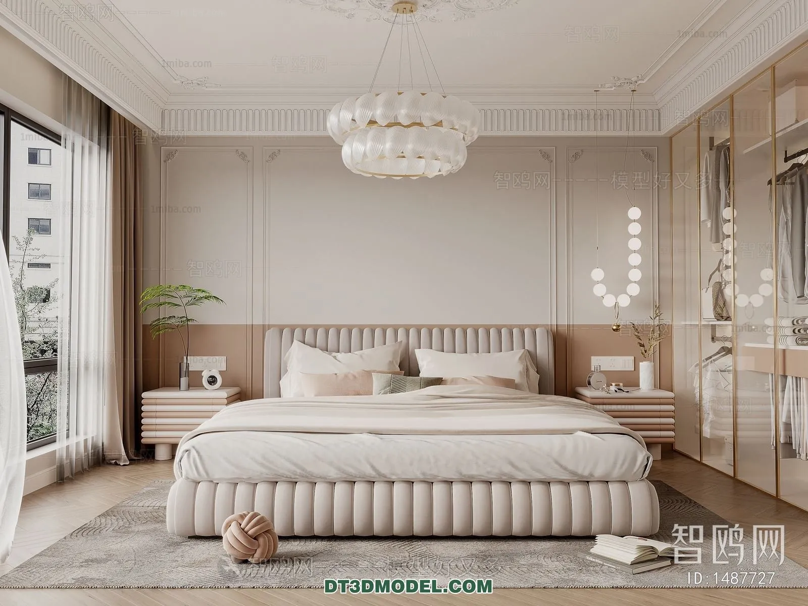 3D Scene of France Style Bedroom – 3D Model – 029 – VRAY