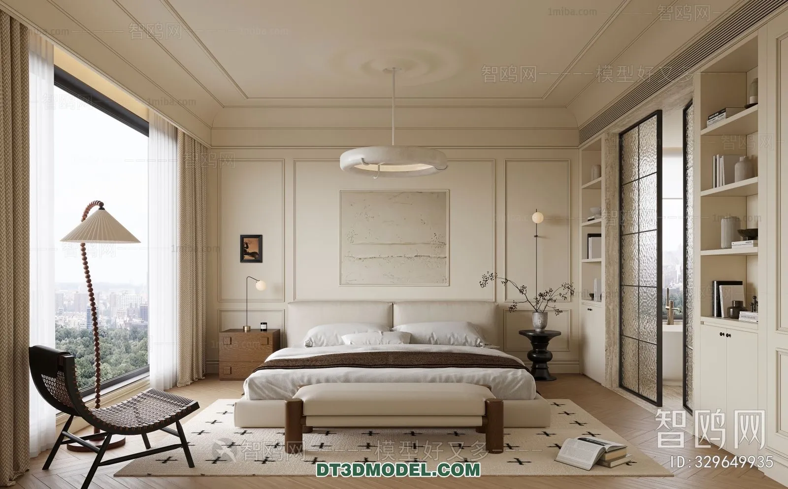 3D Scene of France Style Bedroom – 3D Model – 030 – VRAY