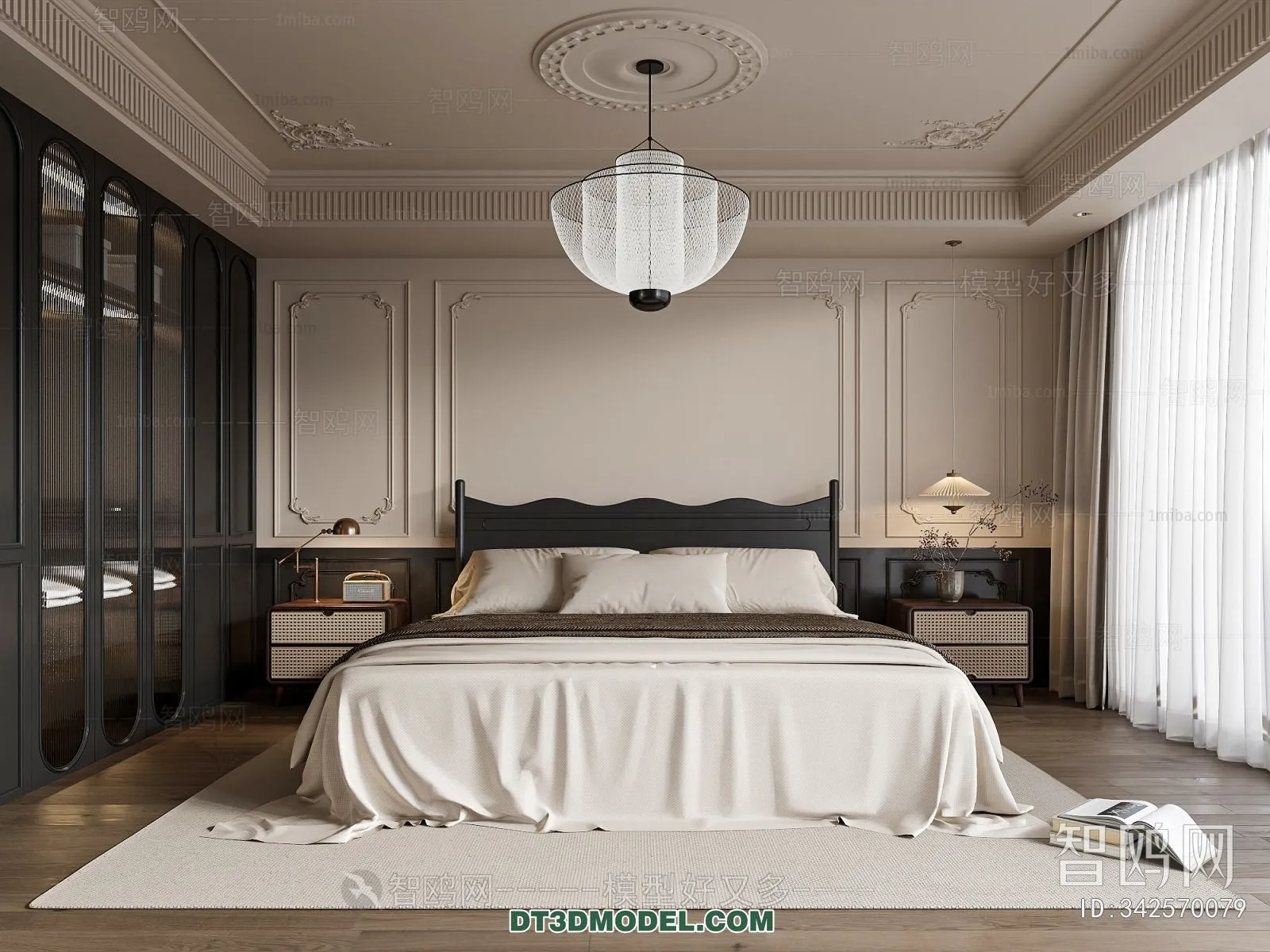 3D Scene of France Style Bedroom – 3D Model – 032 – CORONA