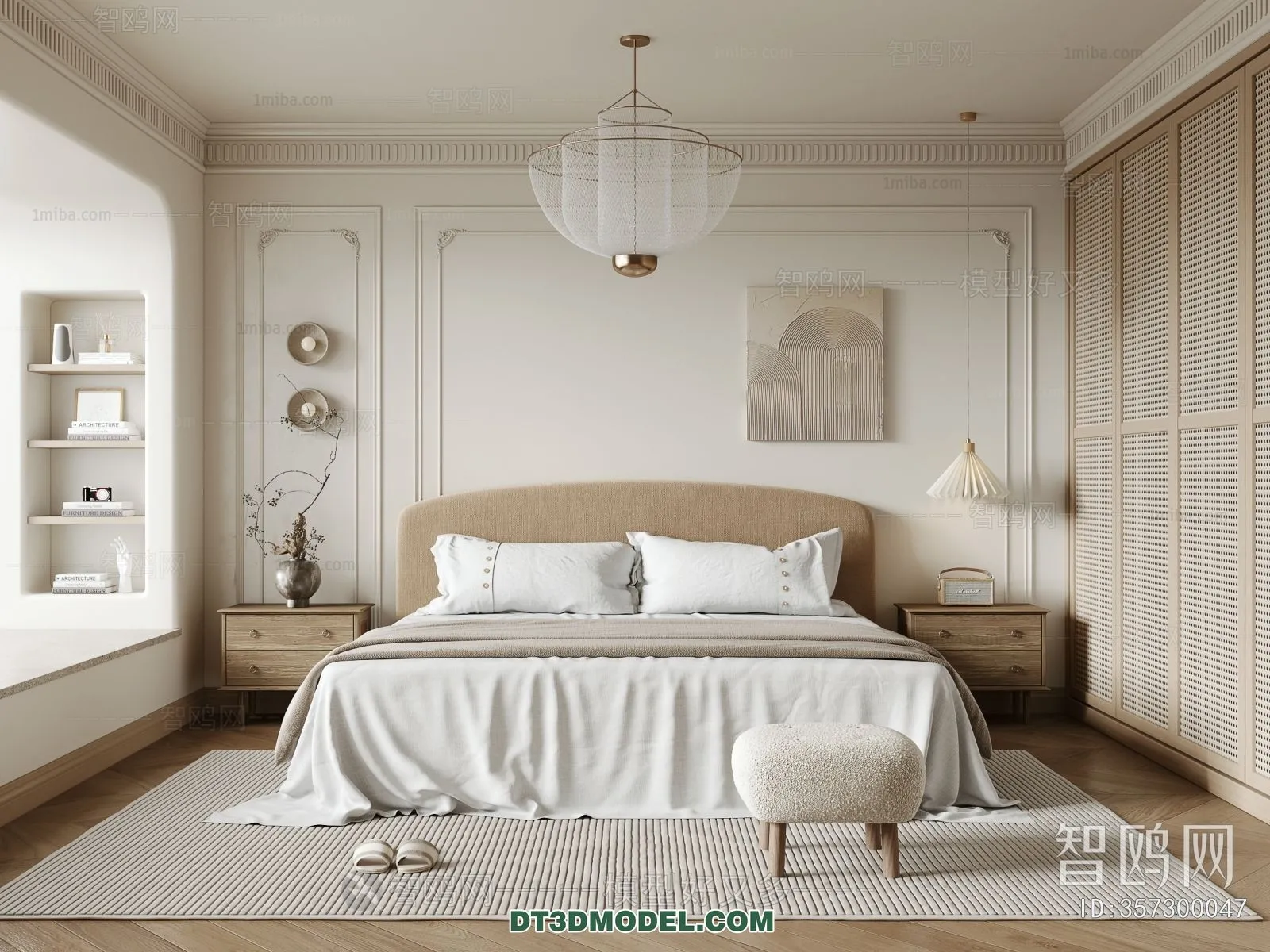 3D Scene of France Style Bedroom – 3D Model – 033 – VRAY