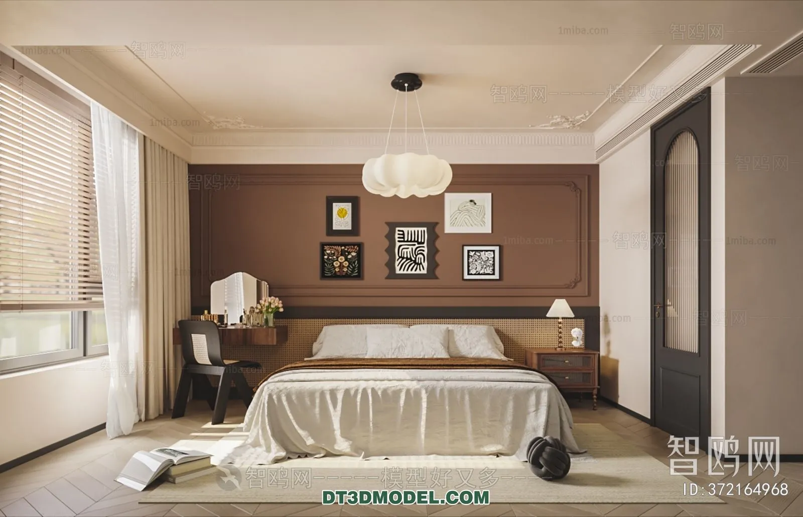 3D Scene of France Style Bedroom – 3D Model – 034 – CORONA
