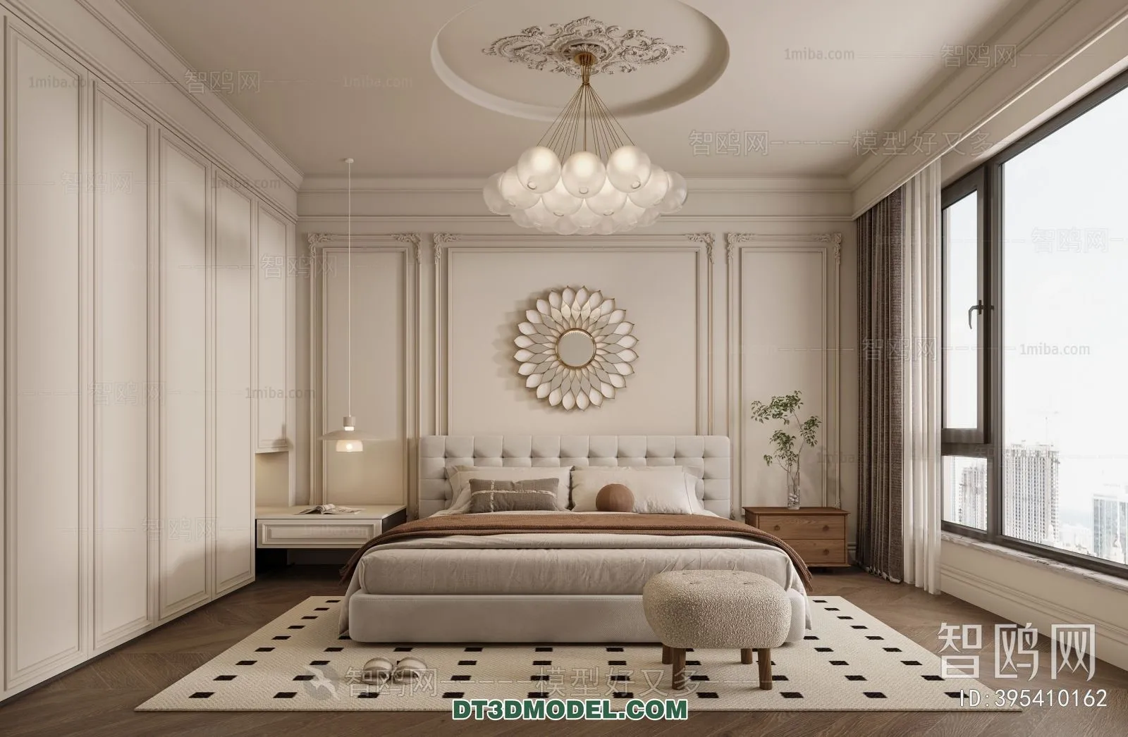 3D Scene of France Style Bedroom – 3D Model – 037 – VRAY