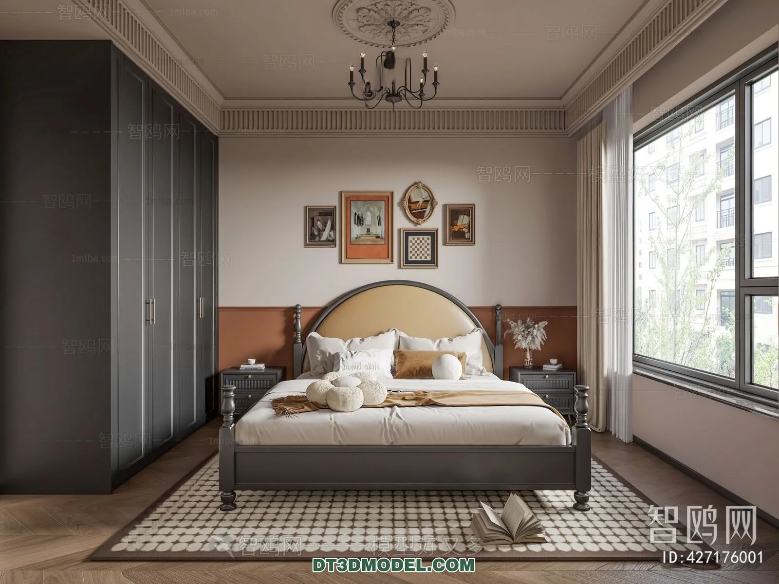 3D Scene of France Style Bedroom – 3D Model – 040 – VRAY