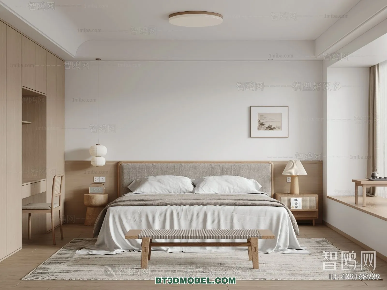 3D Scene of France Style Bedroom – 3D Model – 043 – VRAY