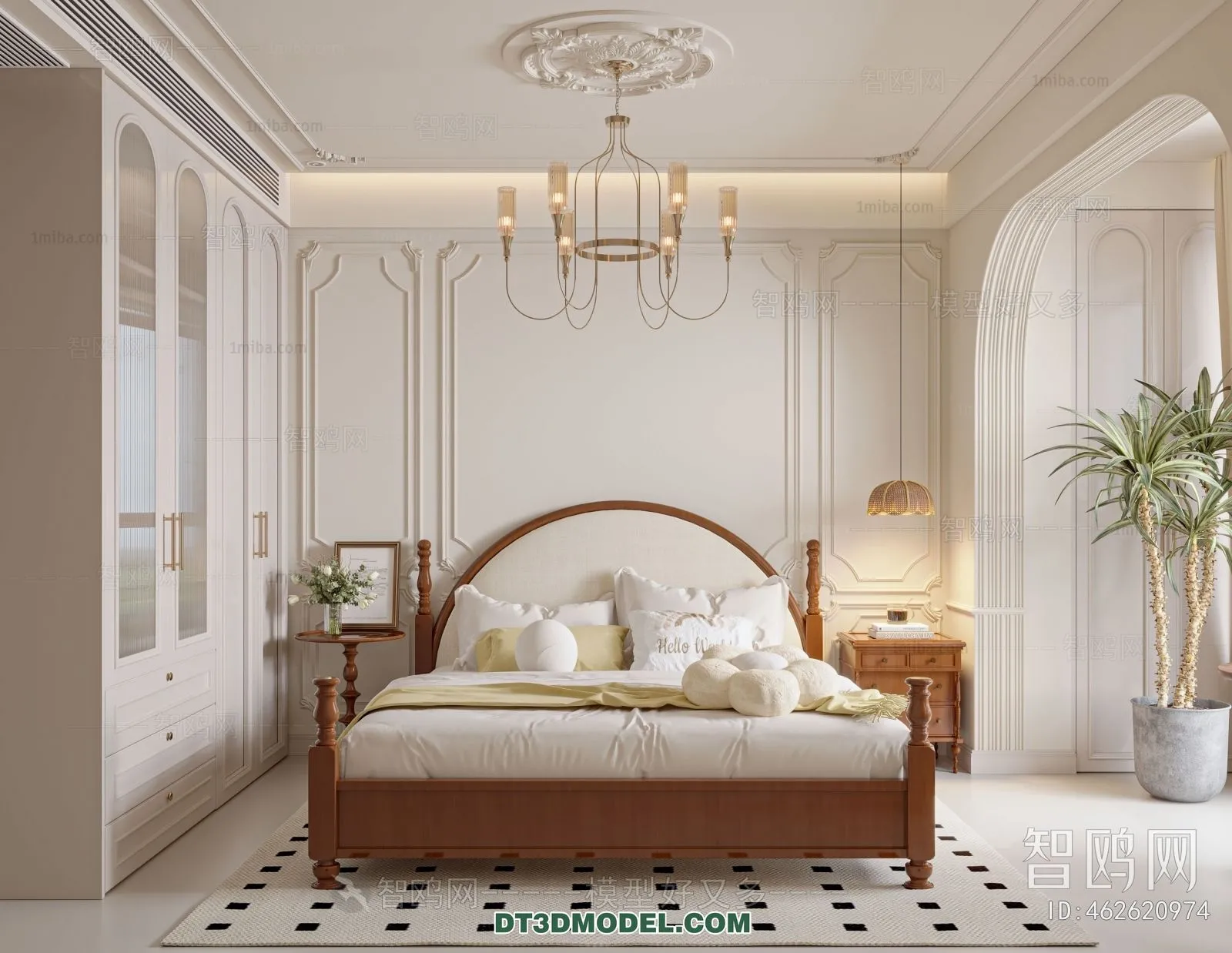 3D Scene of France Style Bedroom – 3D Model – 045 – VRAY
