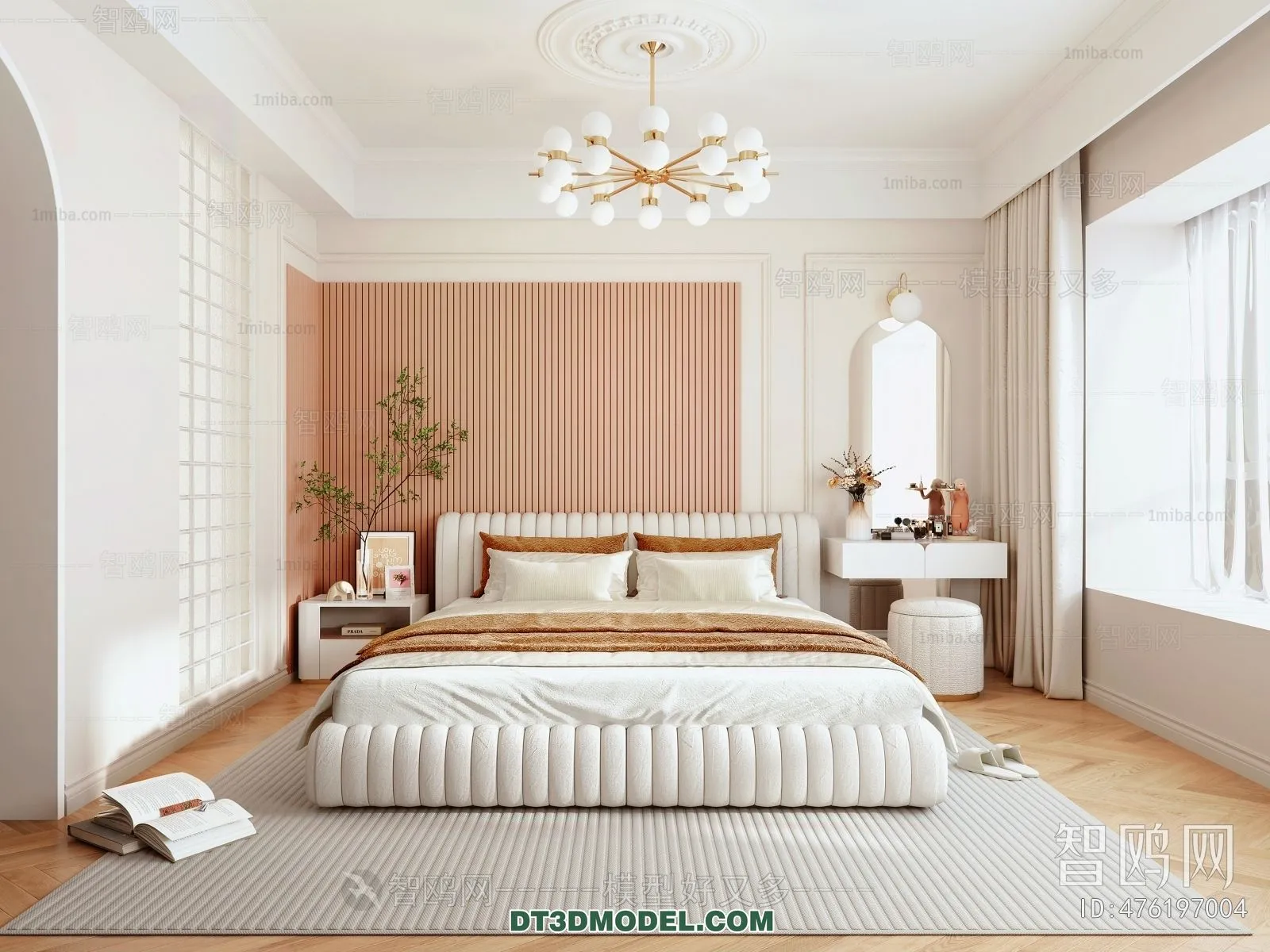 3D Scene of France Style Bedroom – 3D Model – 048 – VRAY