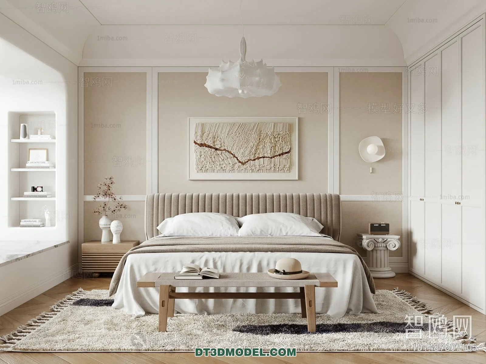 3D Scene of France Style Bedroom – 3D Model – 049 – VRAY