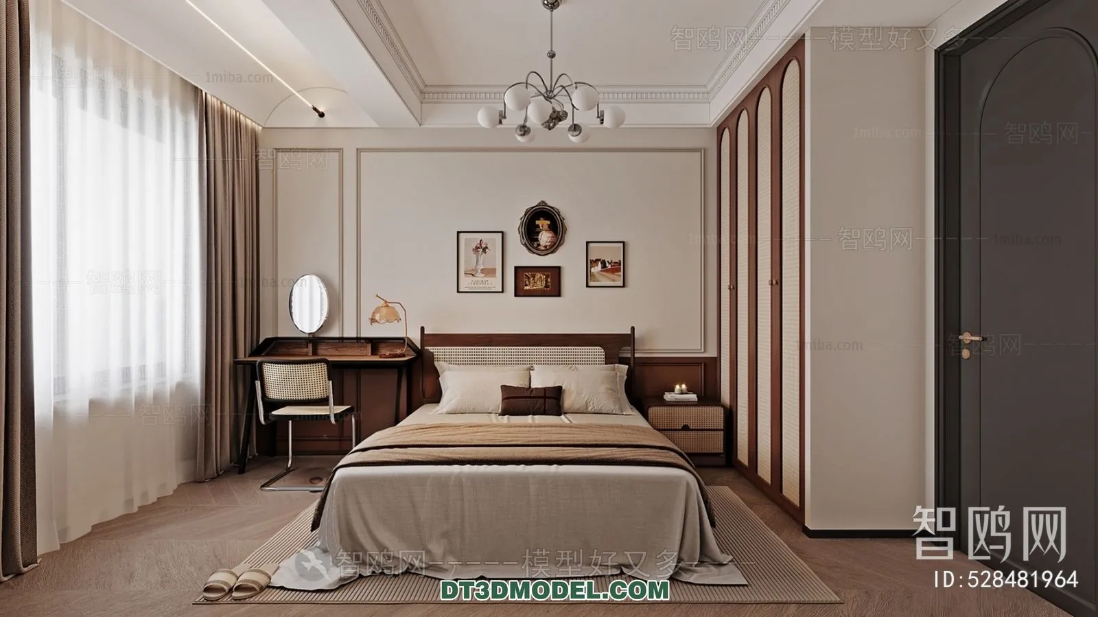 3D Scene of France Style Bedroom – 3D Model – 054 – CORONA