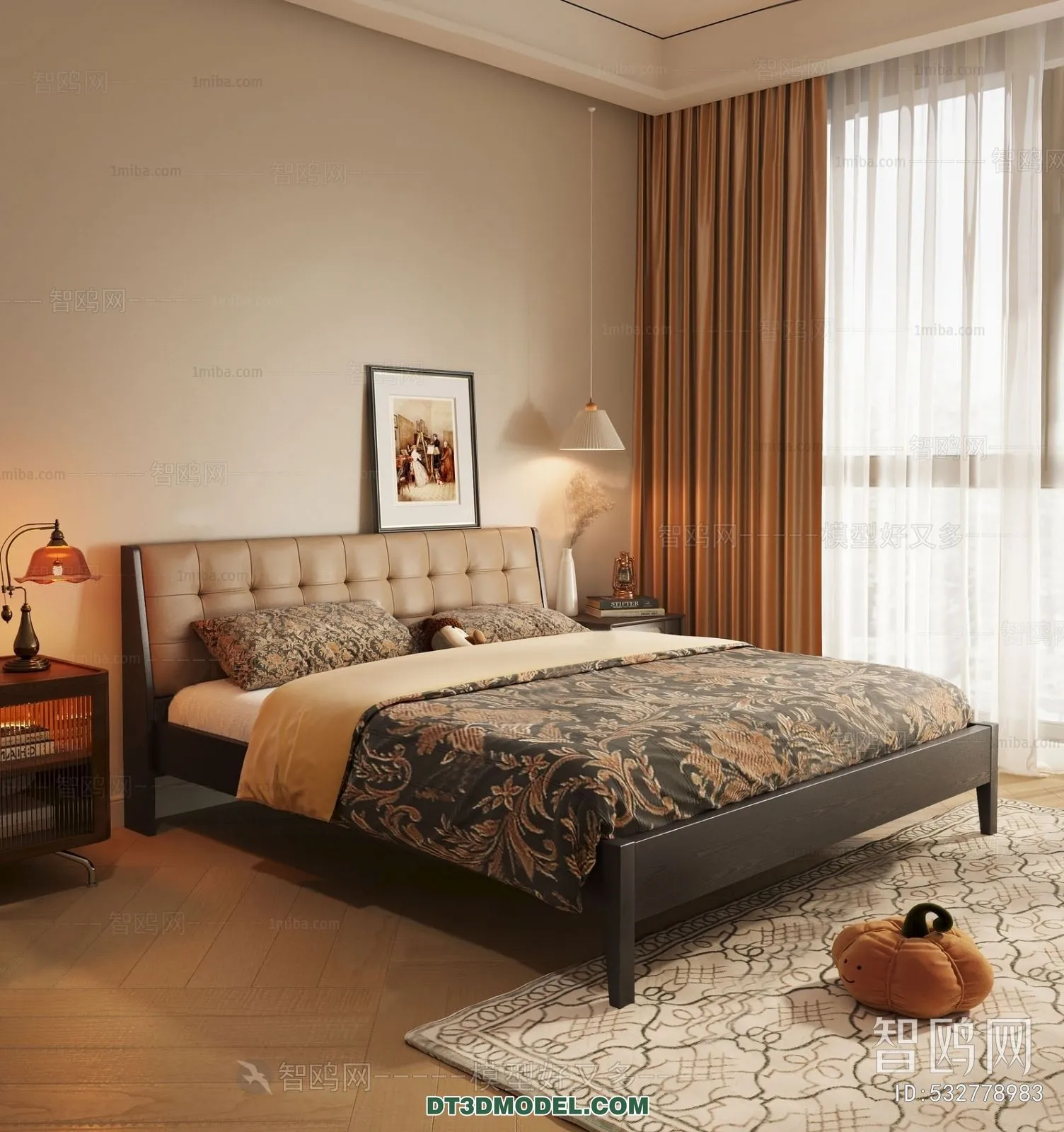 3D Scene of France Style Bedroom – 3D Model – 056 – CORONA