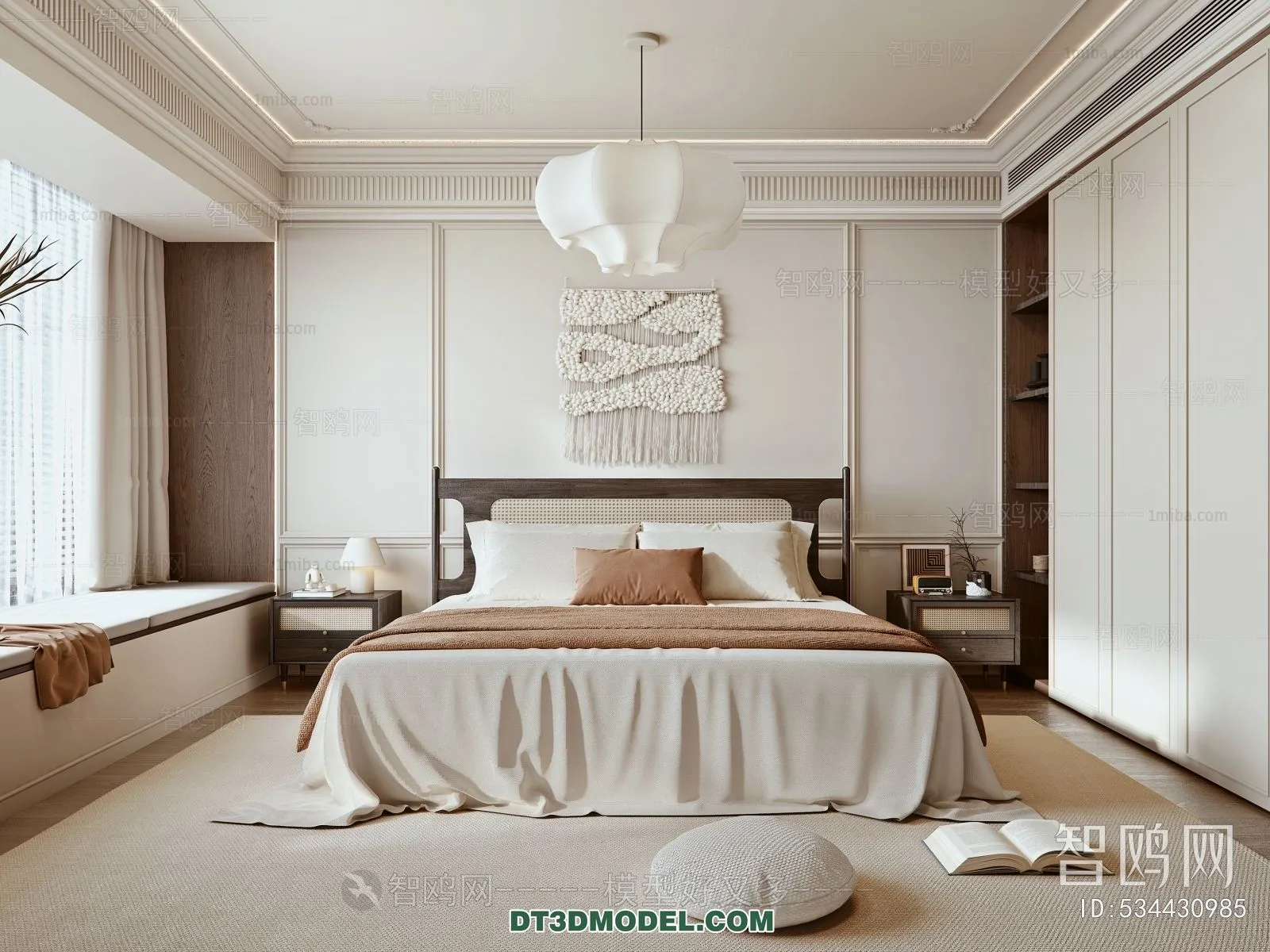 3D Scene of France Style Bedroom – 3D Model – 057 – VRAY