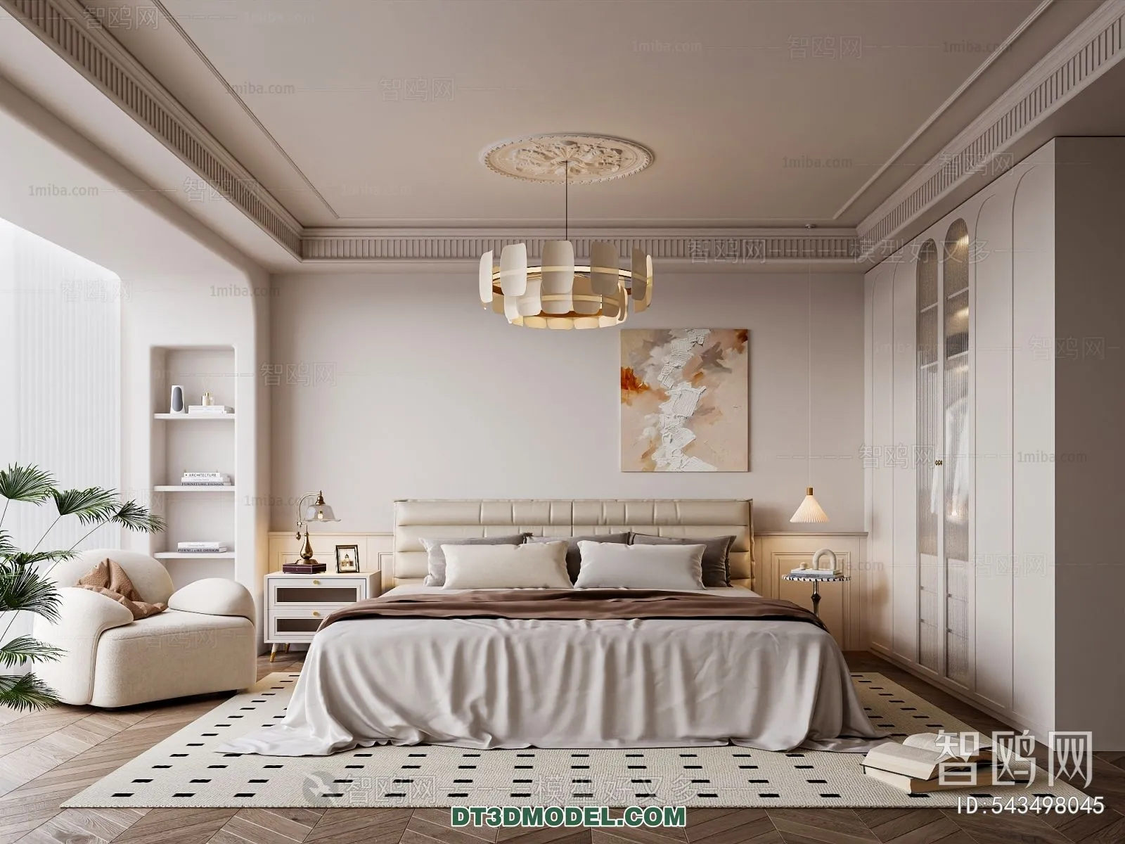 3D Scene of France Style Bedroom – 3D Model – 059 – CORONA