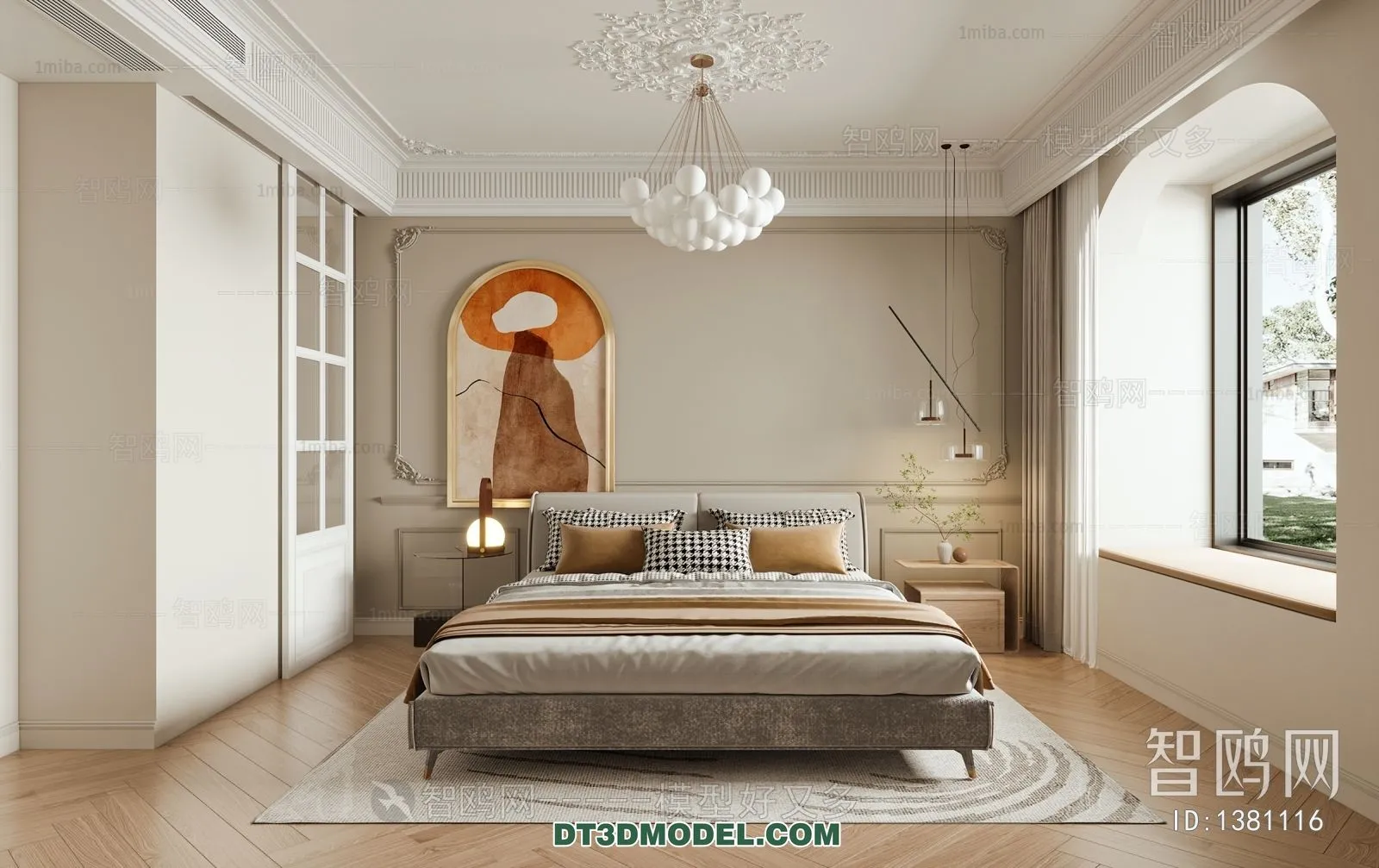 3D Scene of France Style Bedroom – 3D Model – 061 – VRAY