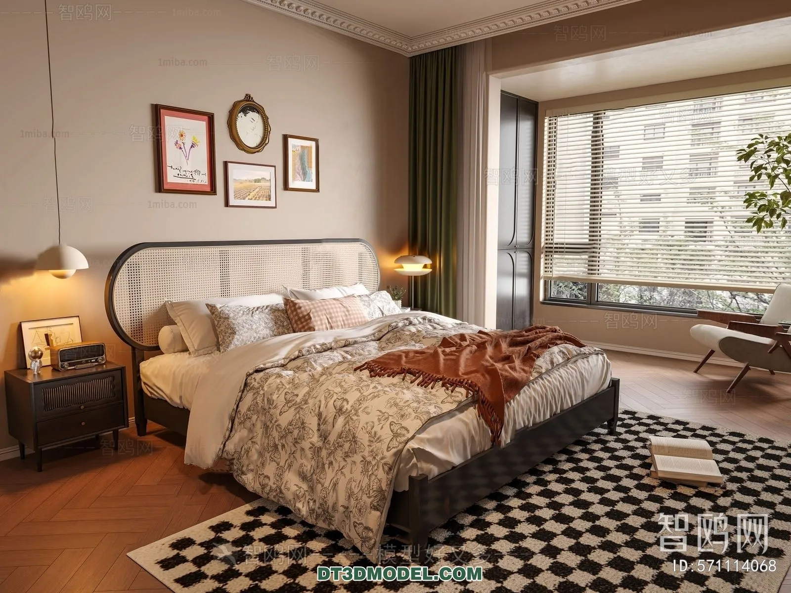 3D Scene of France Style Bedroom – 3D Model – 063 – CORONA