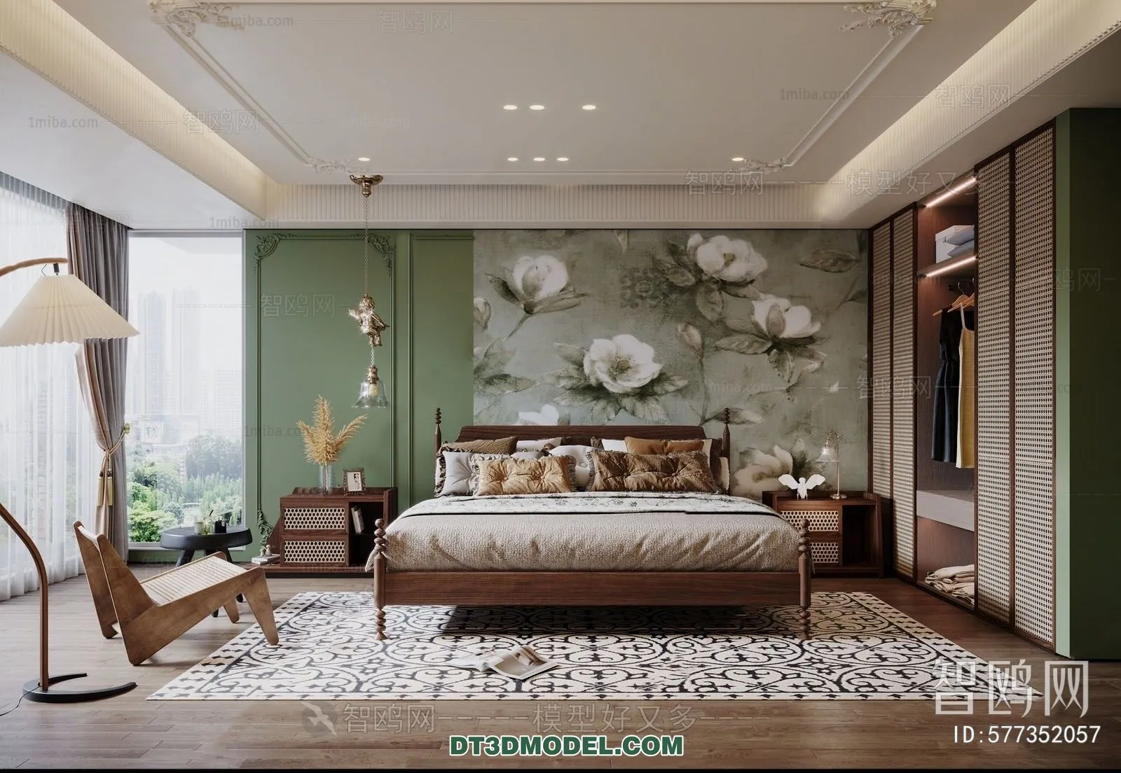 3D Scene of France Style Bedroom – 3D Model – 064 – CORONA