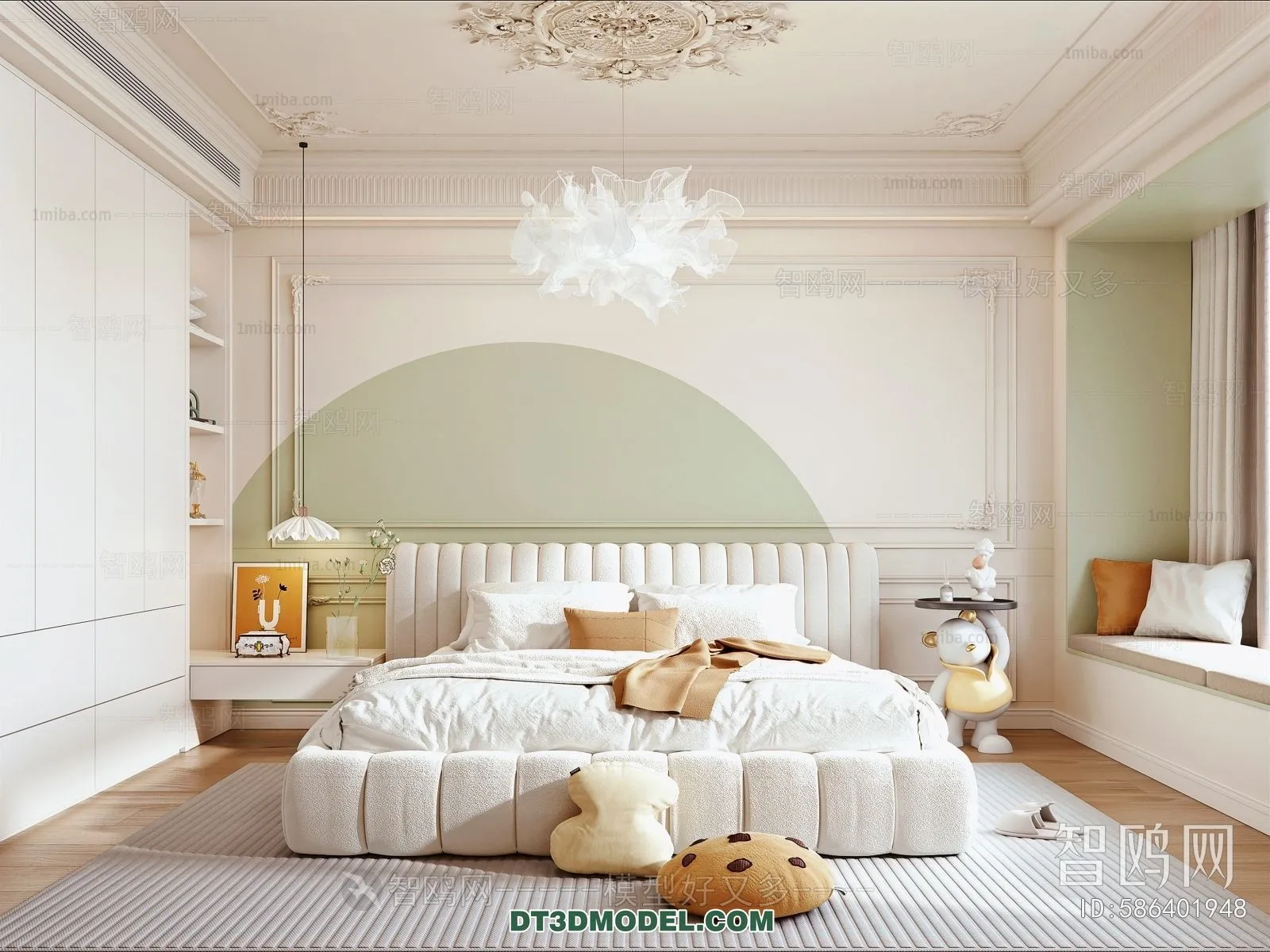 3D Scene of France Style Bedroom – 3D Model – 067 – VRAY