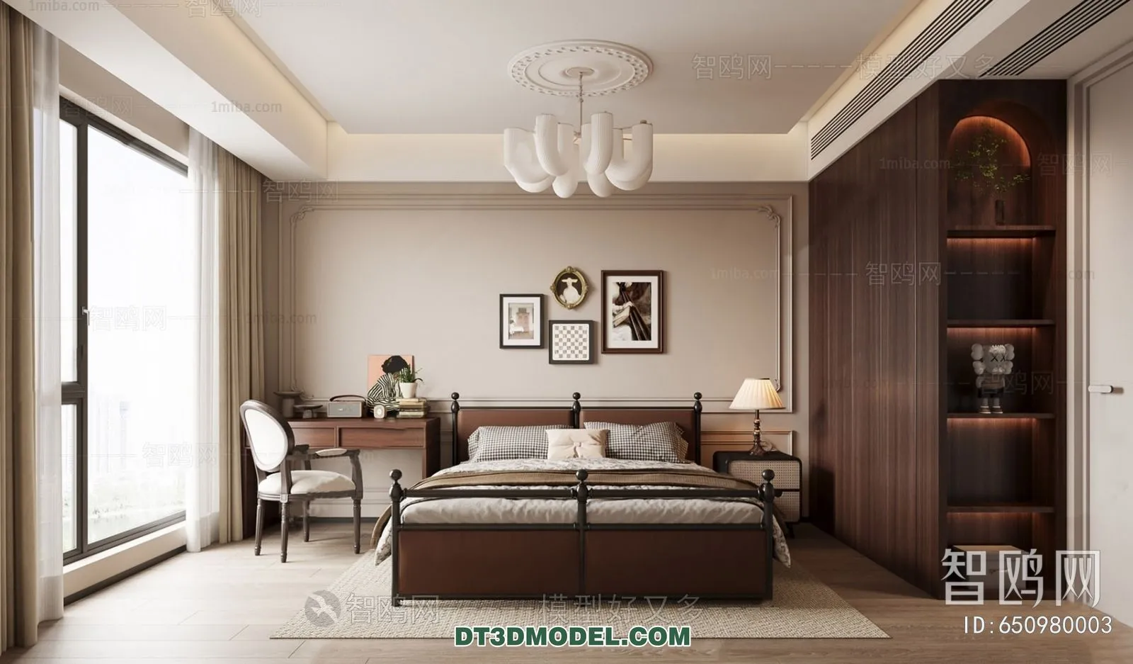 3D Scene of France Style Bedroom – 3D Model – 072 – VRAY