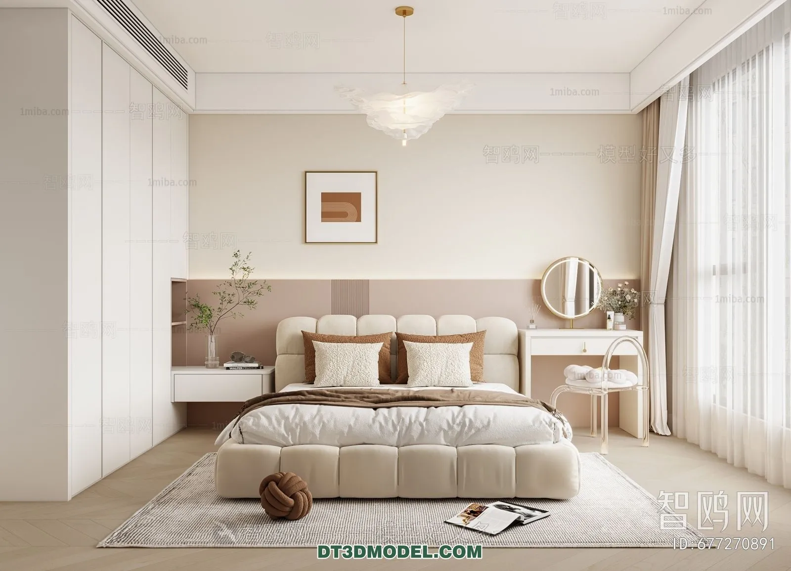 3D Scene of France Style Bedroom – 3D Model – 076 – VRAY