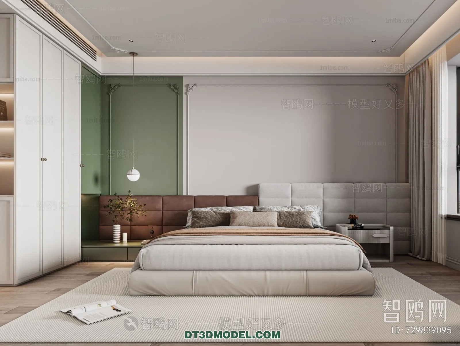 3D Scene of France Style Bedroom – 3D Model – 082 – VRAY