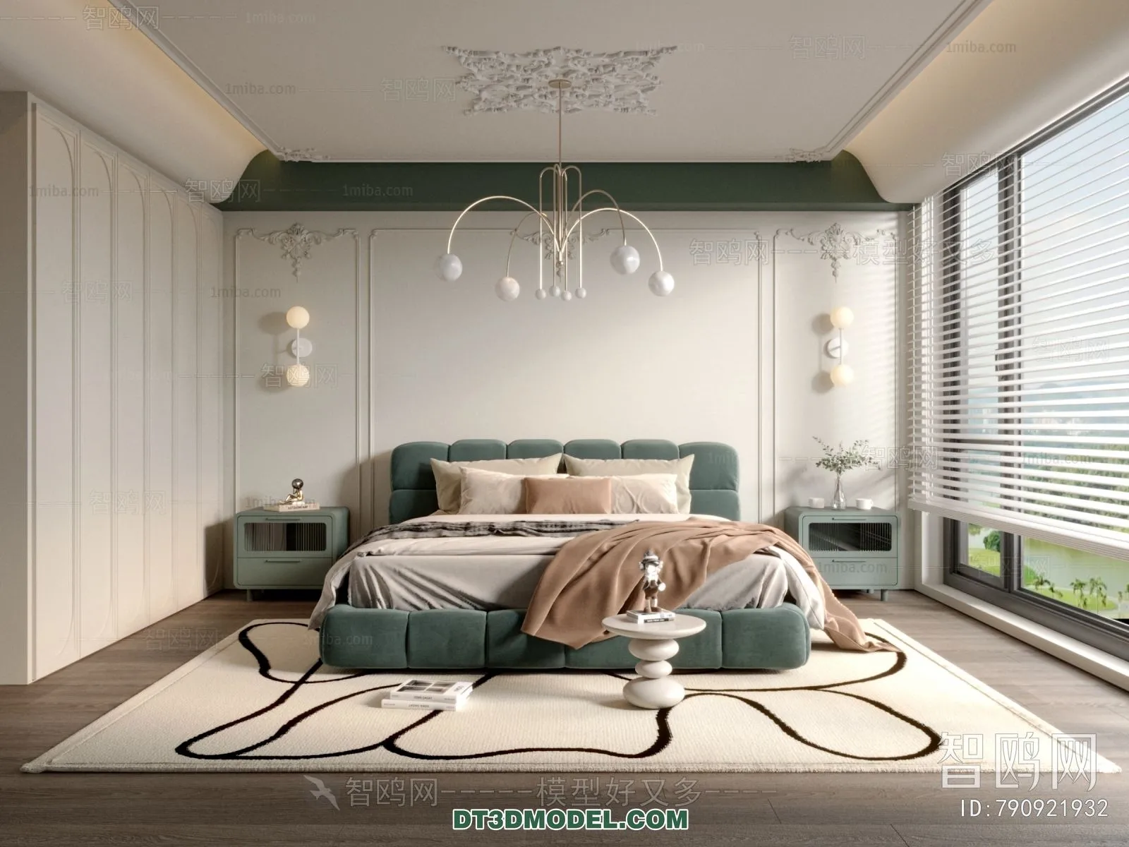 3D Scene of France Style Bedroom – 3D Model – 087 – VRAY