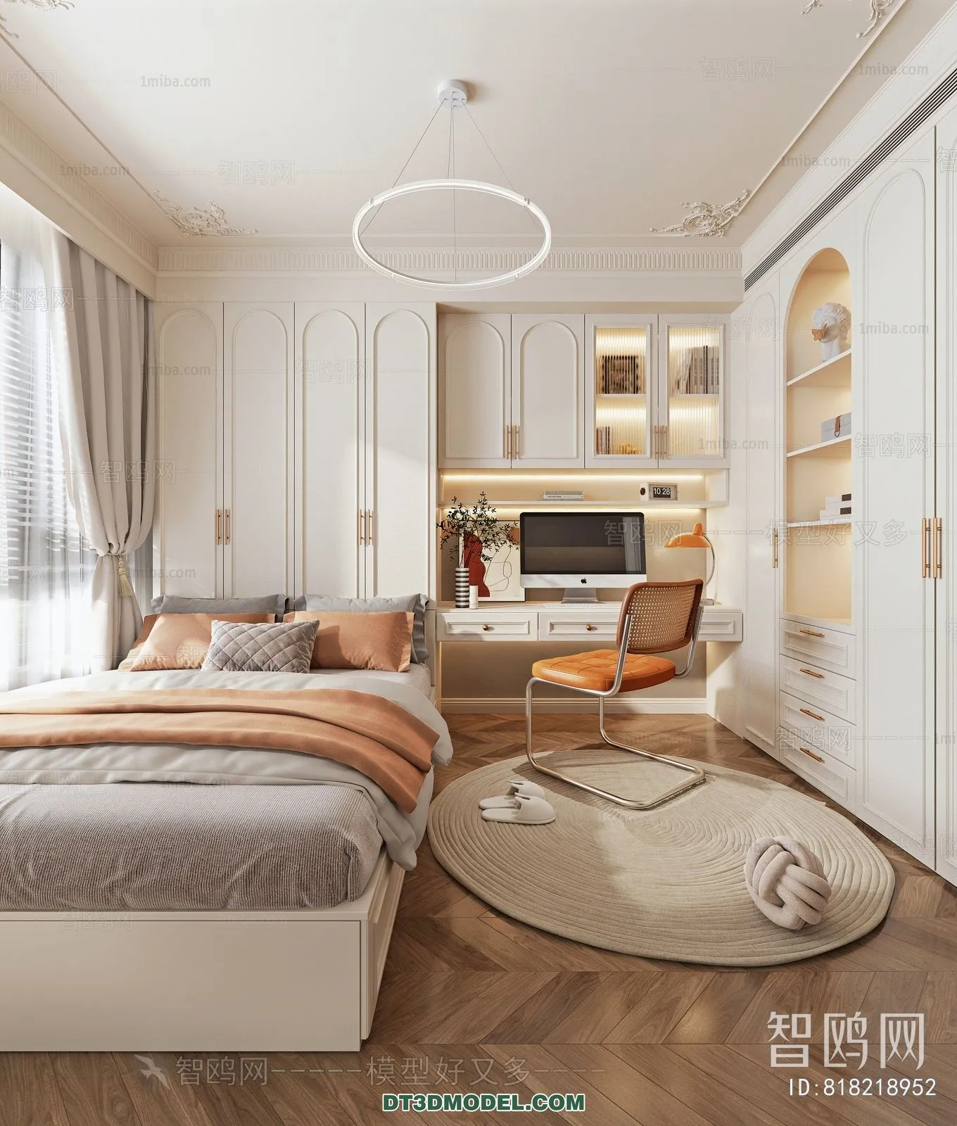 3D Scene of France Style Bedroom – 3D Model – 088 – VRAY