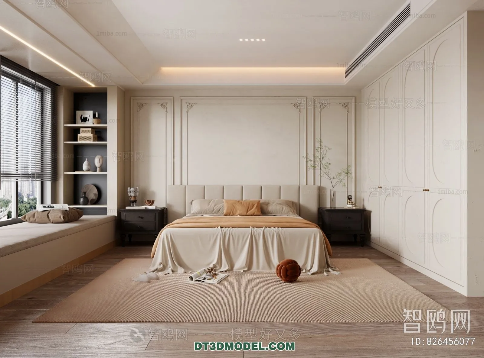 3D Scene of France Style Bedroom – 3D Model – 090 – VRAY
