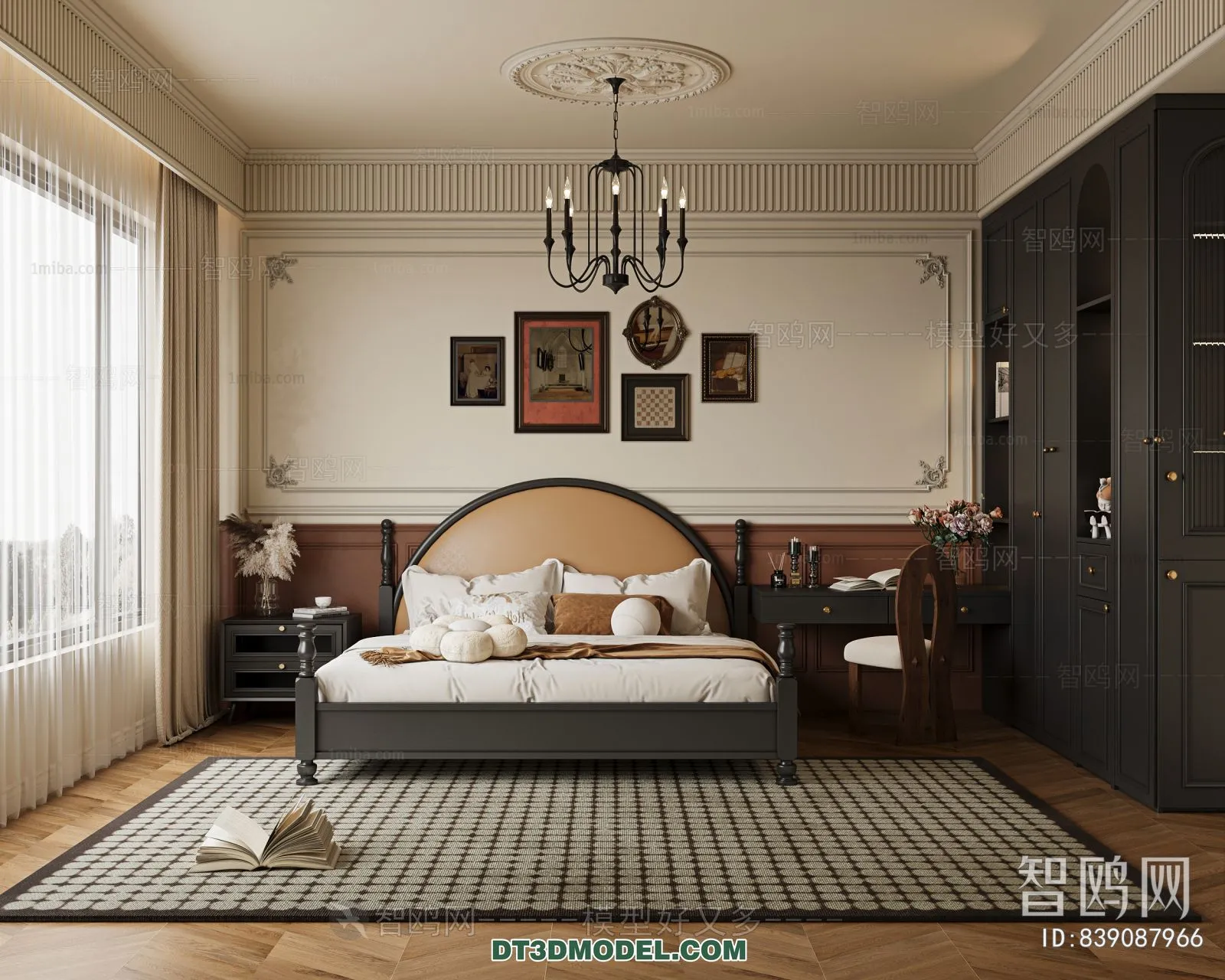 3D Scene of France Style Bedroom – 3D Model – 092 – CORONA