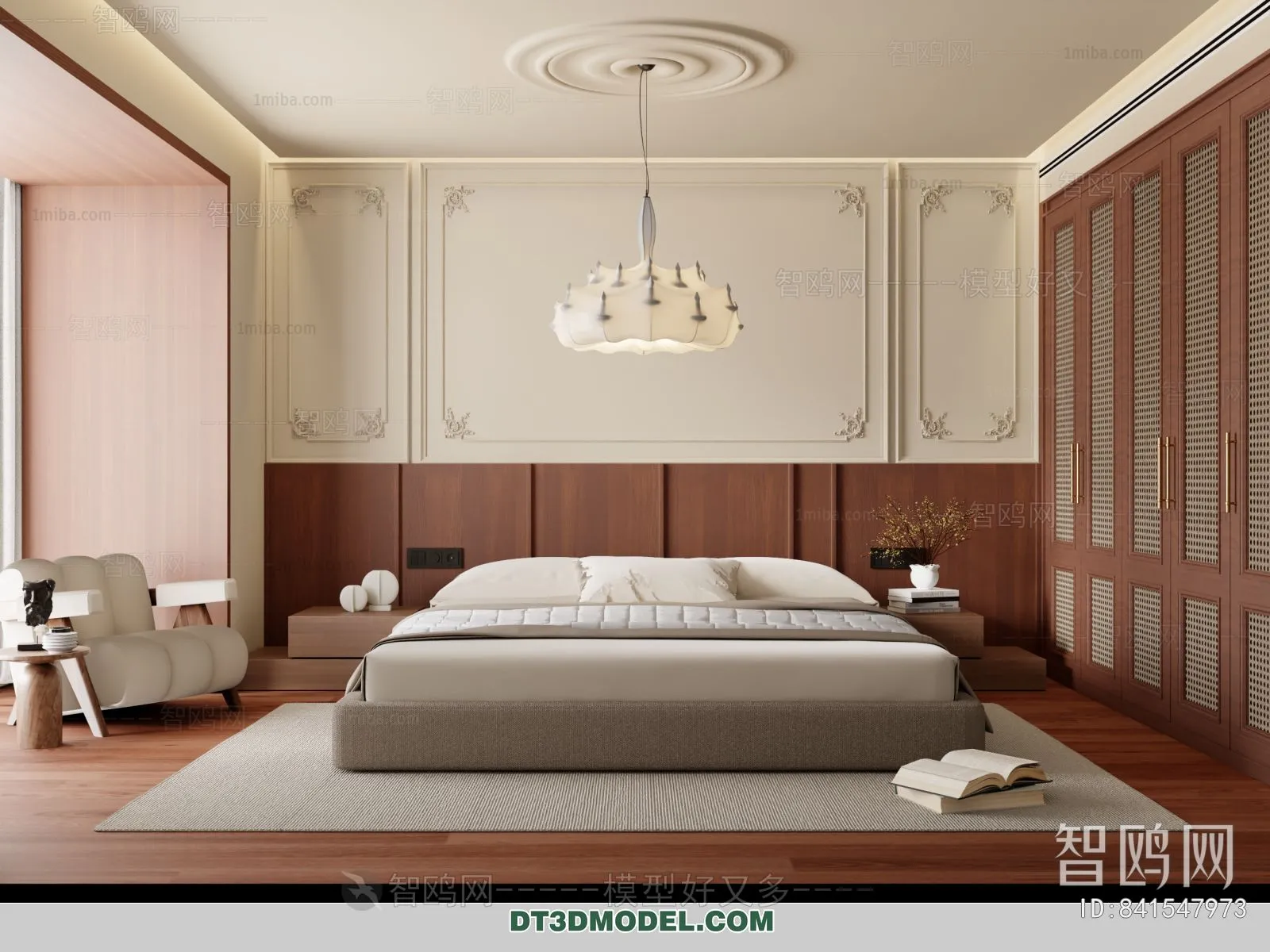 3D Scene of France Style Bedroom – 3D Model – 093 – VRAY