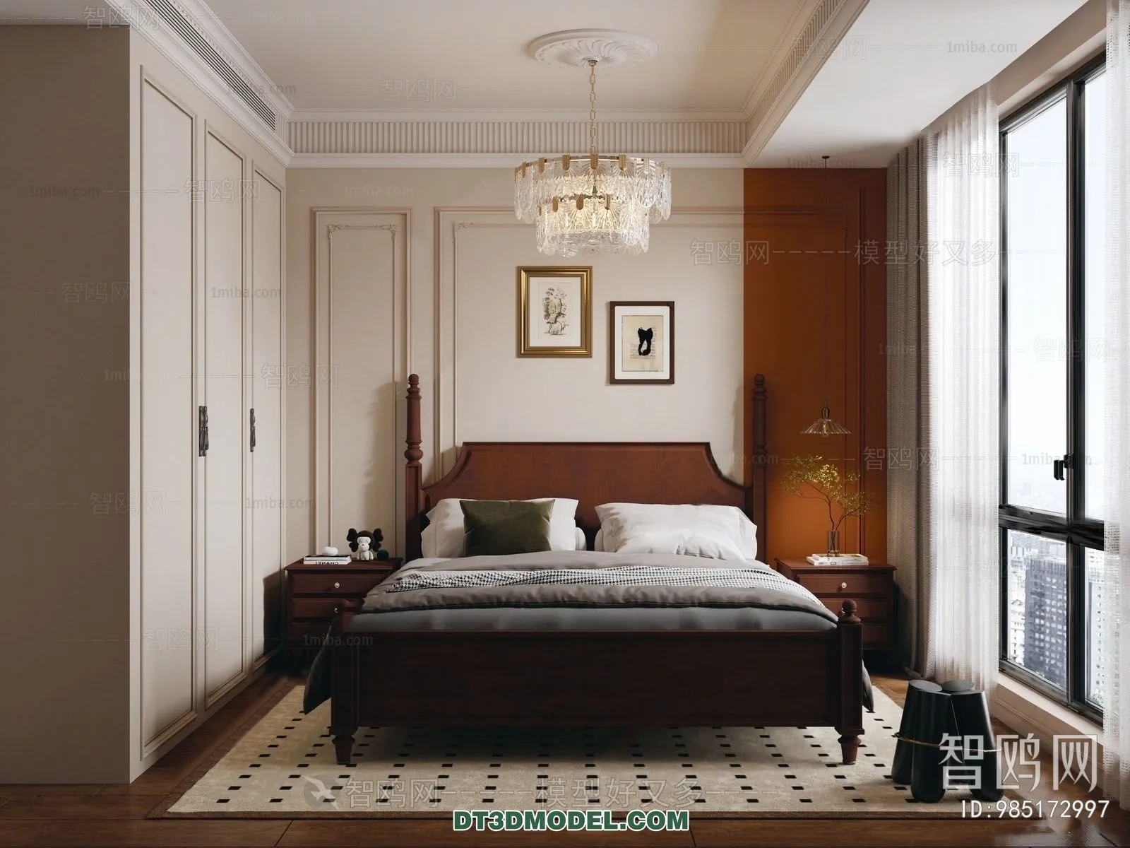 3D Scene of France Style Bedroom – 3D Model – 099 – VRAY