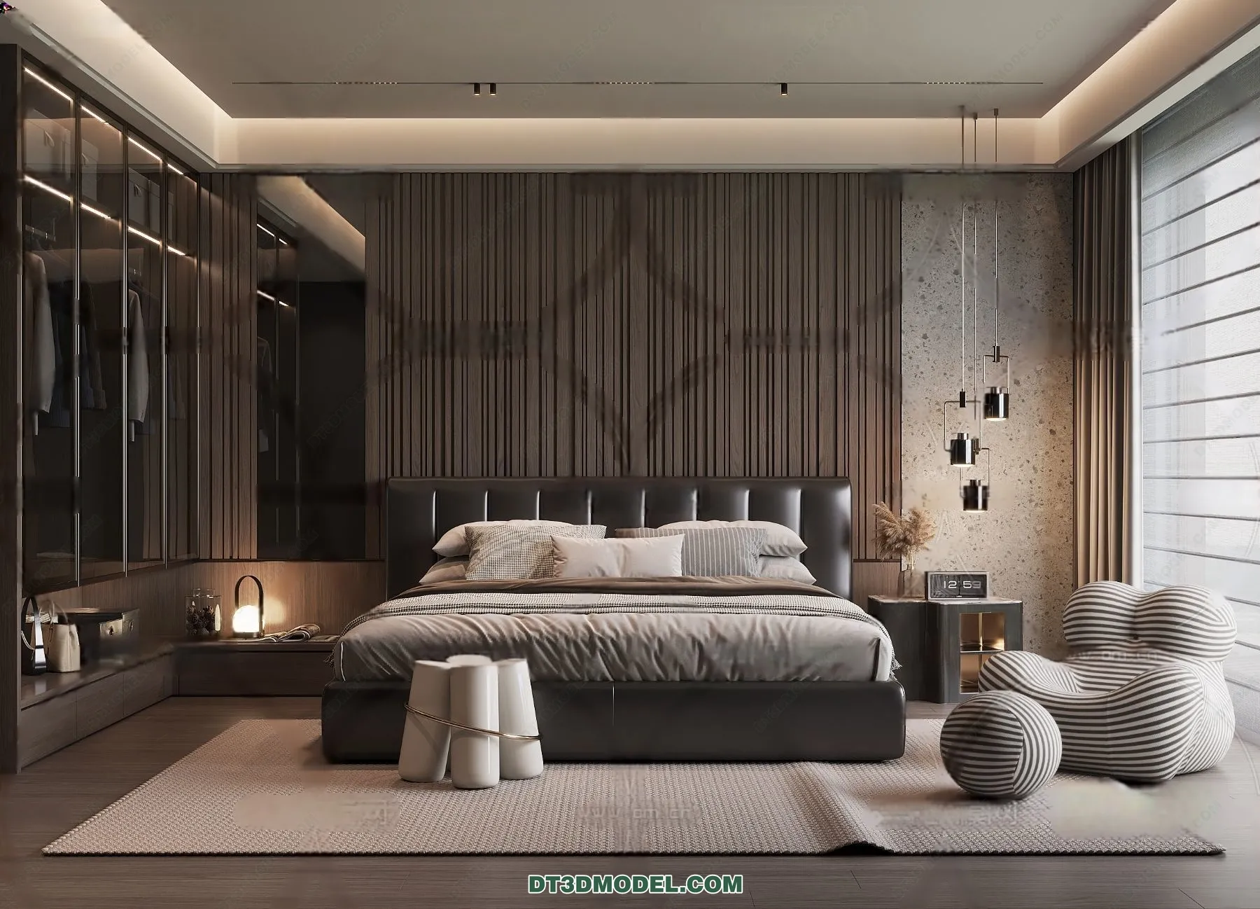 3D Scene of Gray Style Bedroom – 3D Model – 101 – VRAY