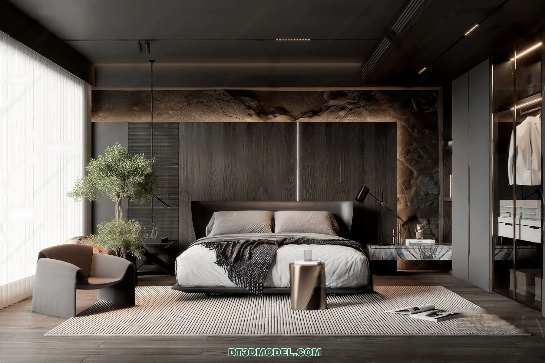 3D Scene of Gray Style Bedroom – 3D Model – 103 – VRAY