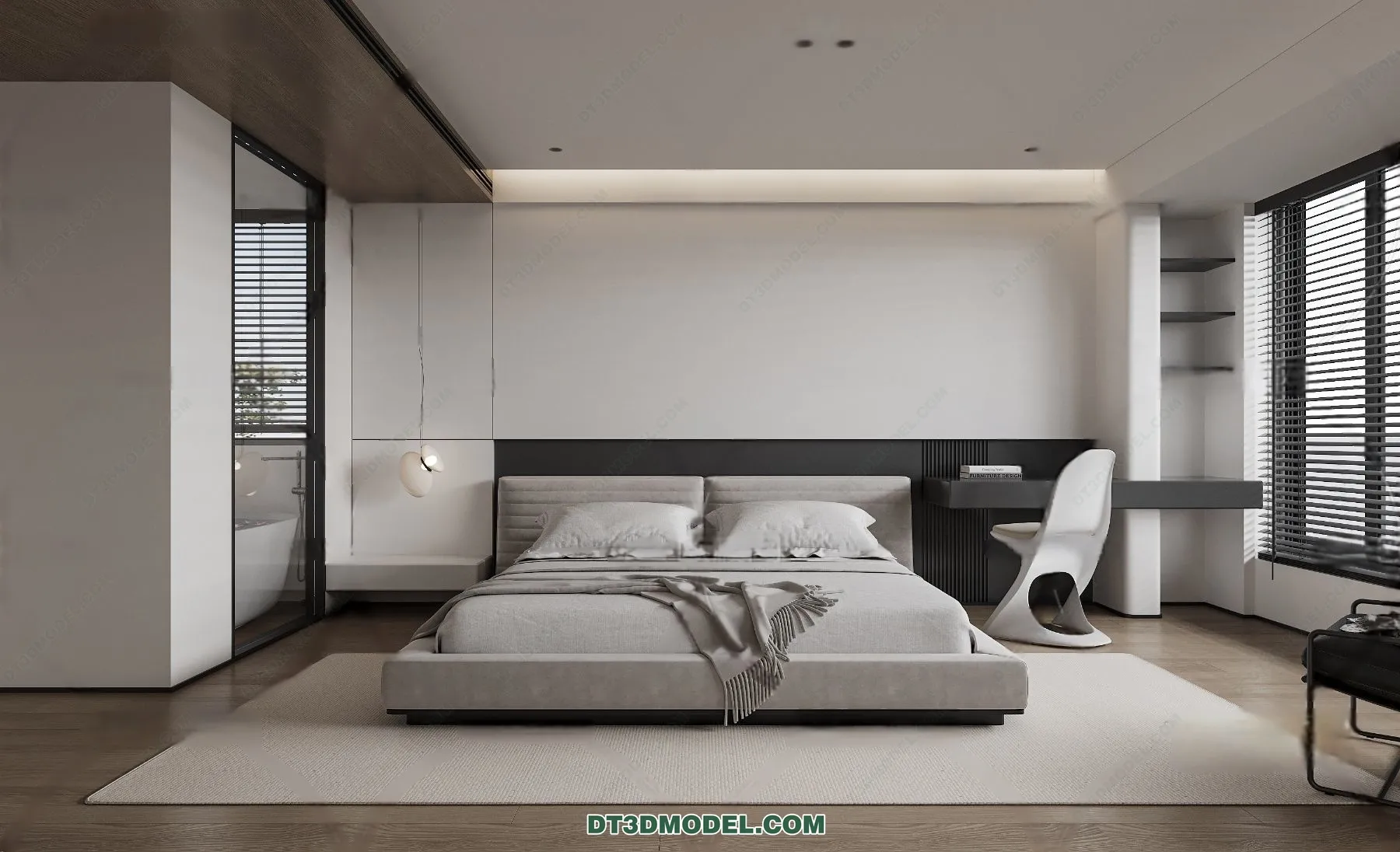 3D Scene of Gray Style Bedroom – 3D Model – 111 – VRAY