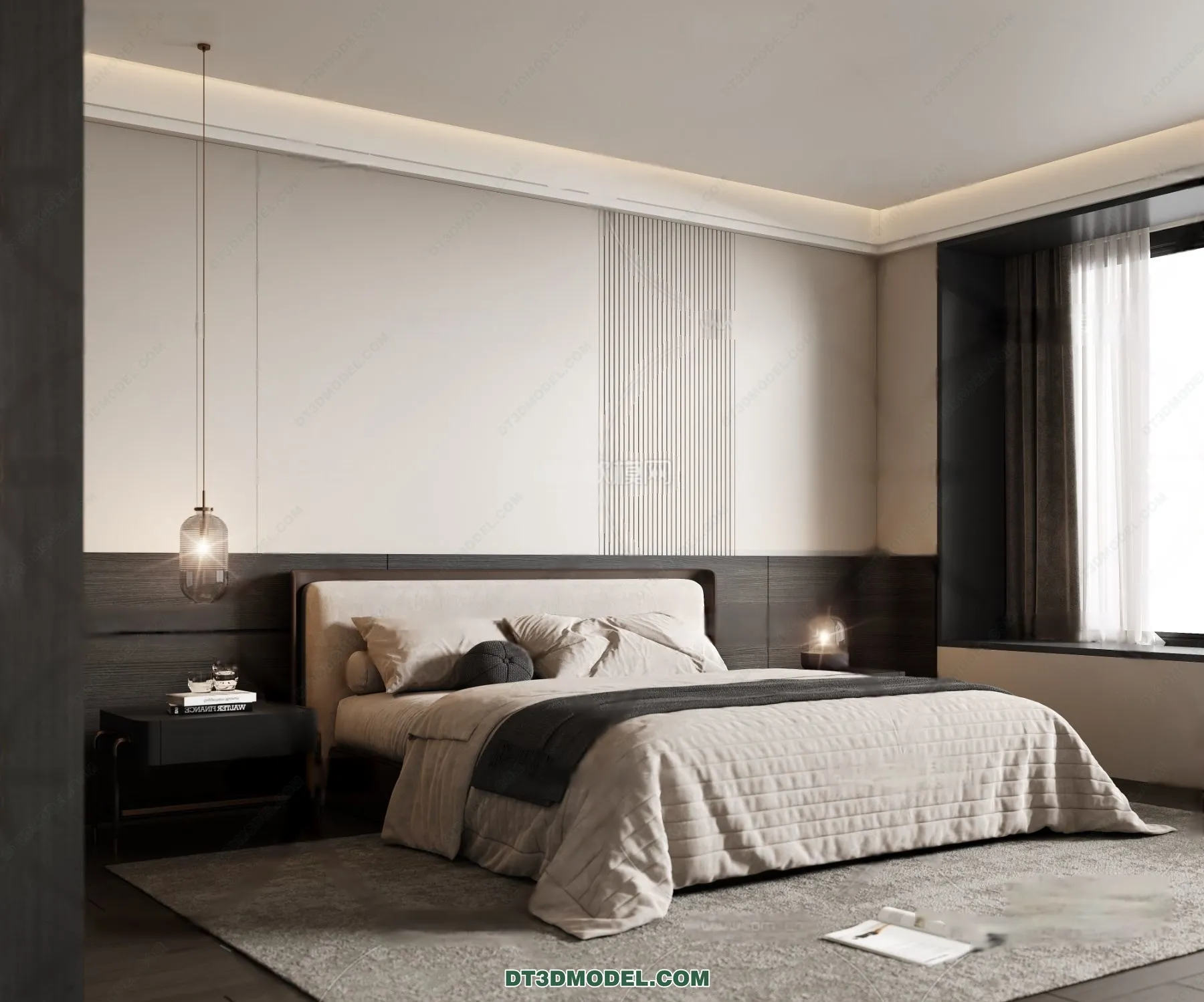 3D Scene of Gray Style Bedroom – 3D Model – 126 – VRAY