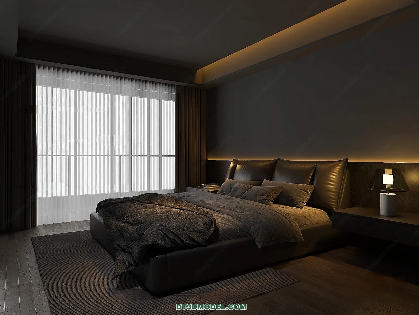 3D Scene of Gray Style Bedroom – 3D Model – 128 – VRAY