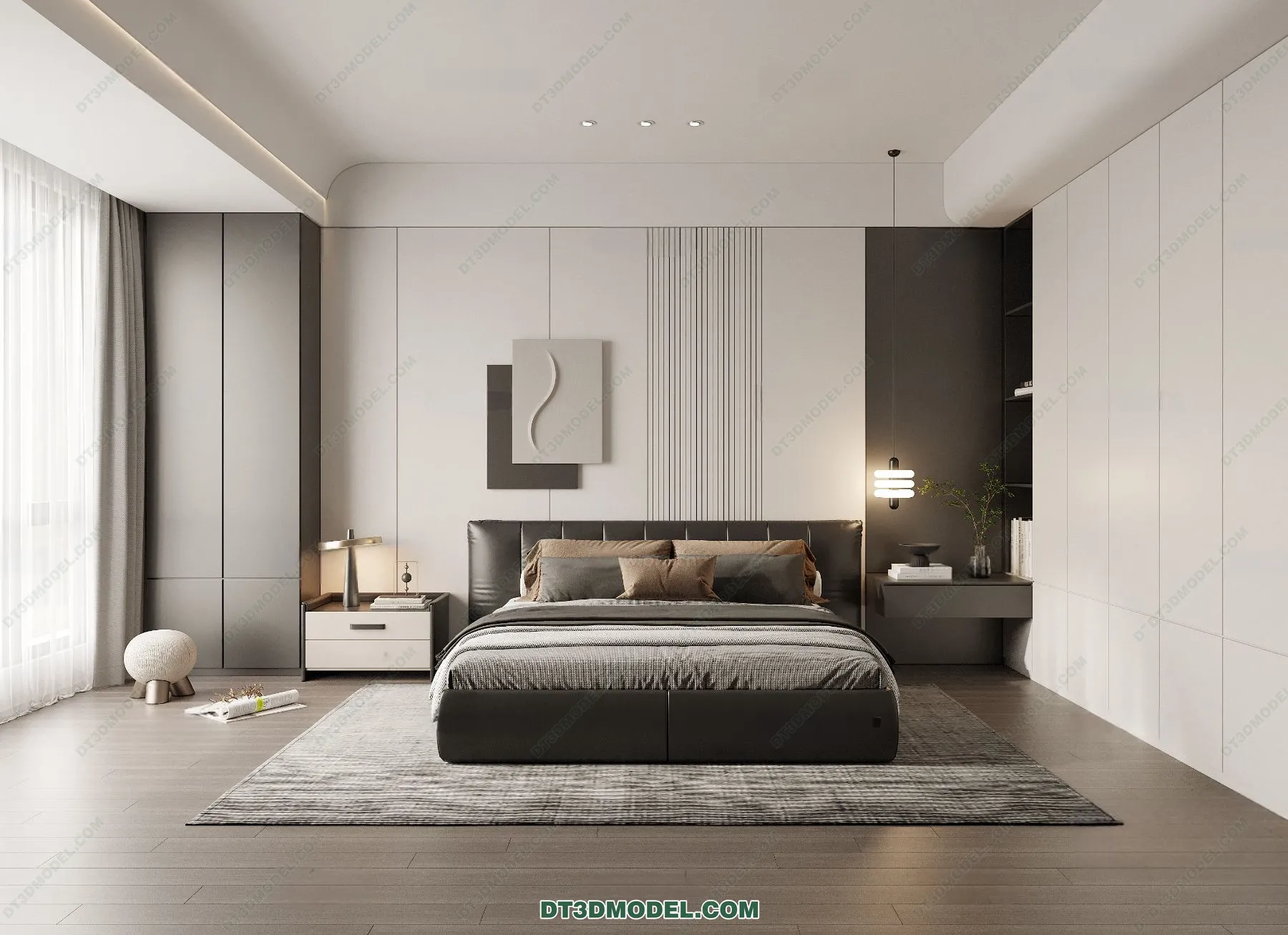3D Scene of Gray Style Bedroom – 3D Model – 141 – CORONA