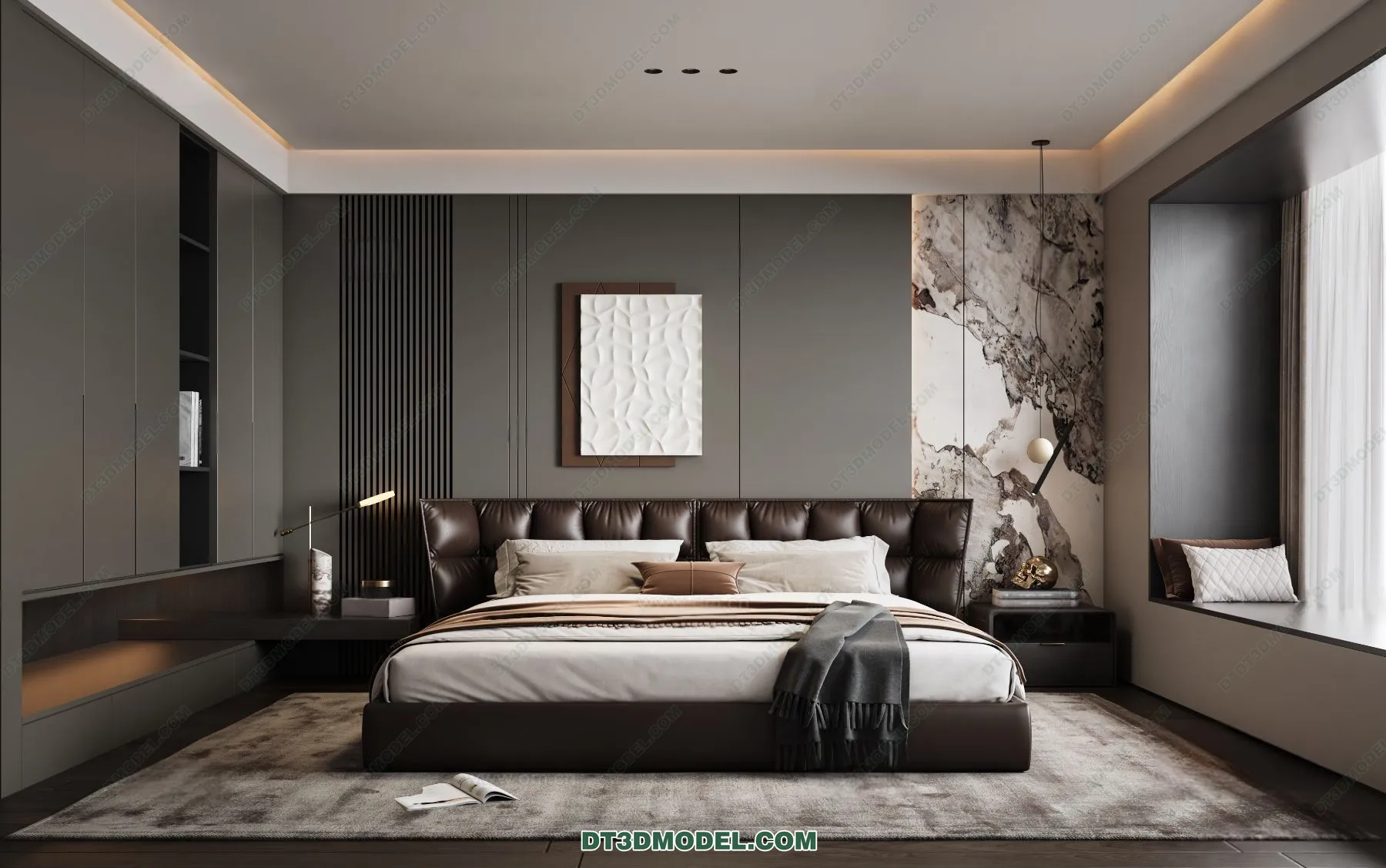 3D Scene of Gray Style Bedroom – 3D Model – 144 – VRAY