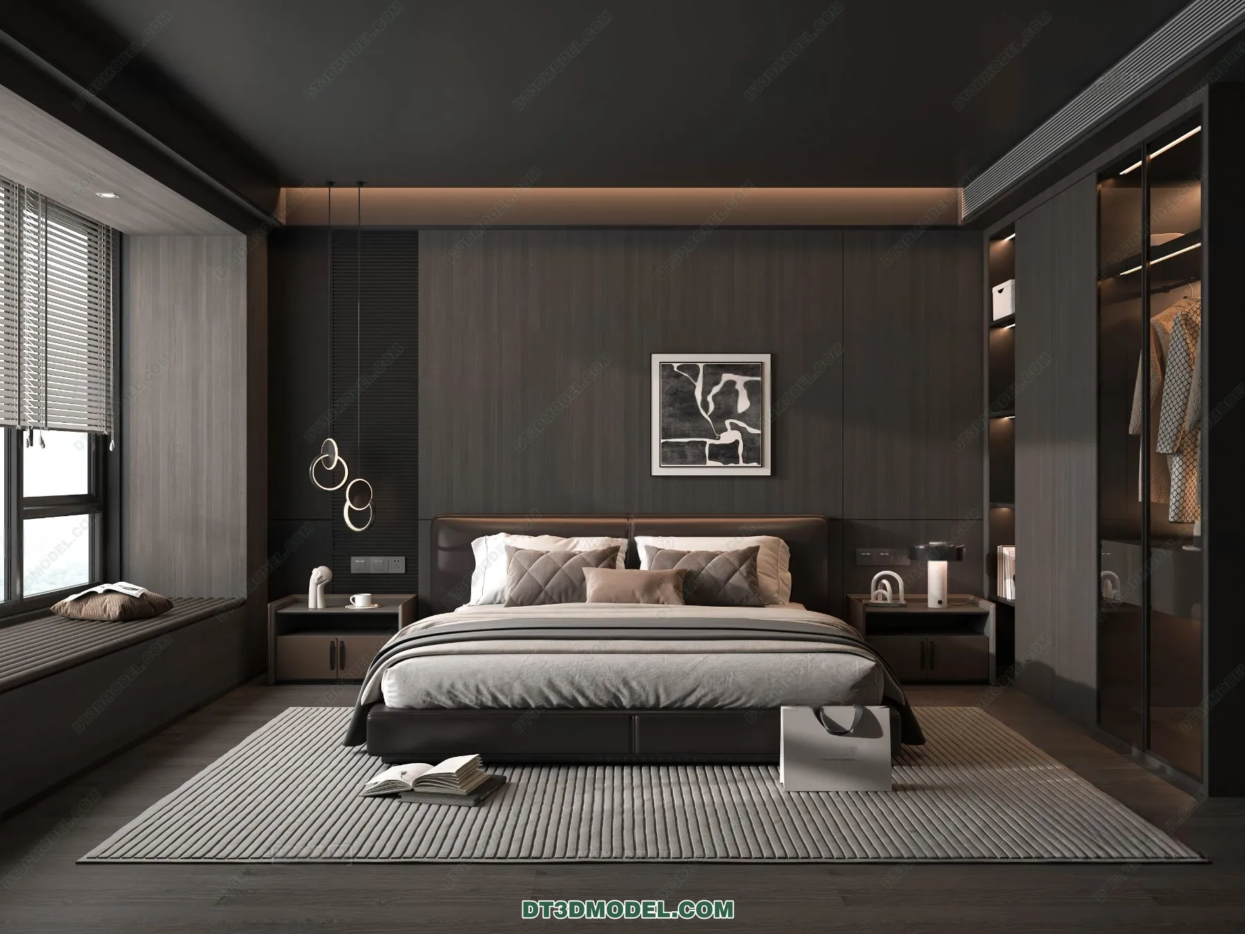 3D Scene of Gray Style Bedroom – 3D Model – 148 – VRAY