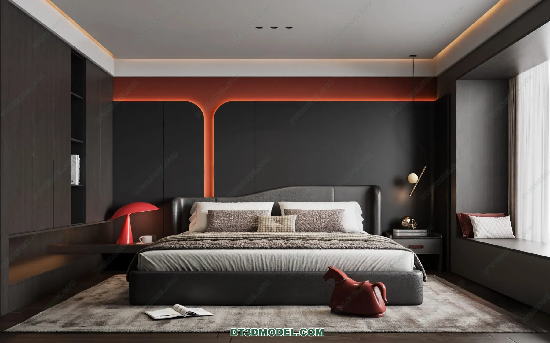 3D Scene of Gray Style Bedroom – 3D Model – 150 – VRAY