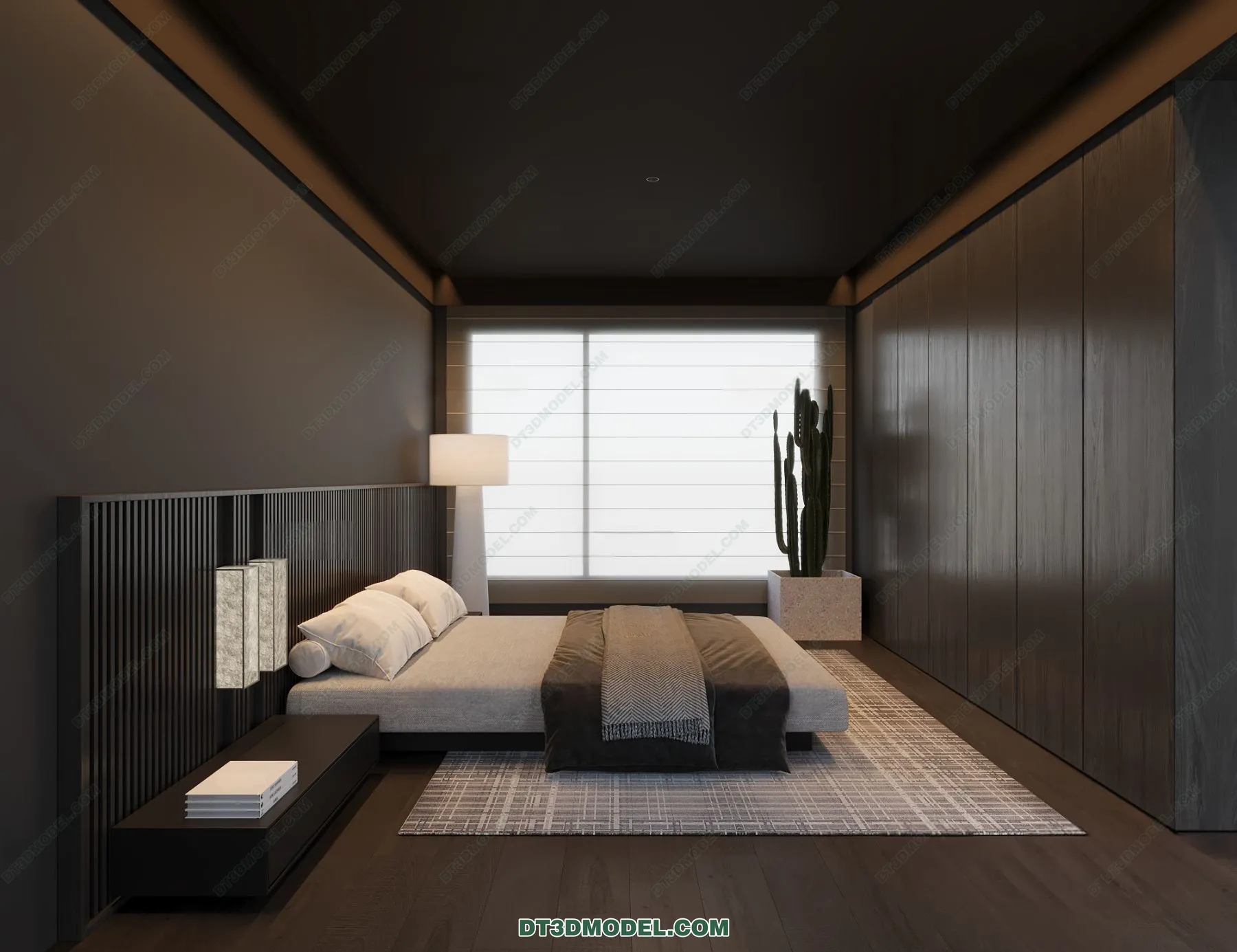 3D Scene of Gray Style Bedroom – 3D Model – 154 – CORONA