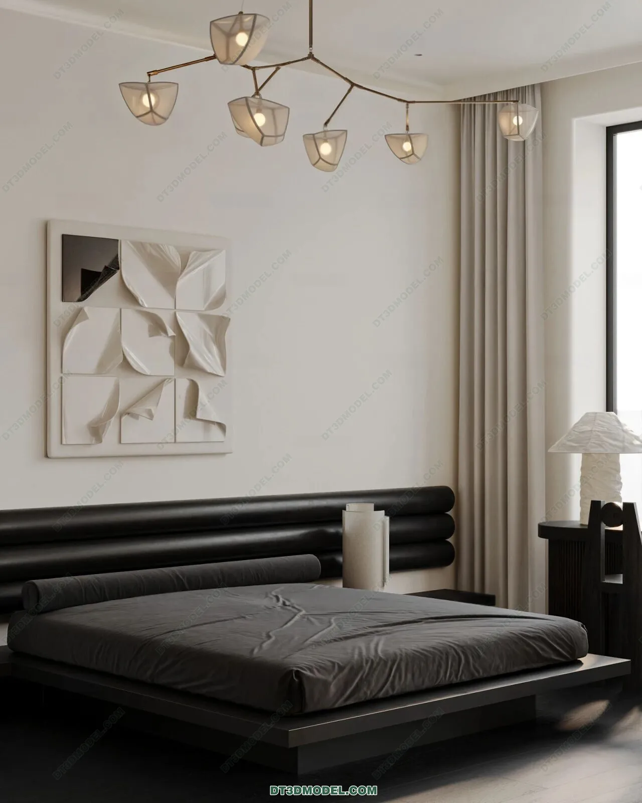 3D Scene of Gray Style Bedroom – 3D Model – 156 – VRAY