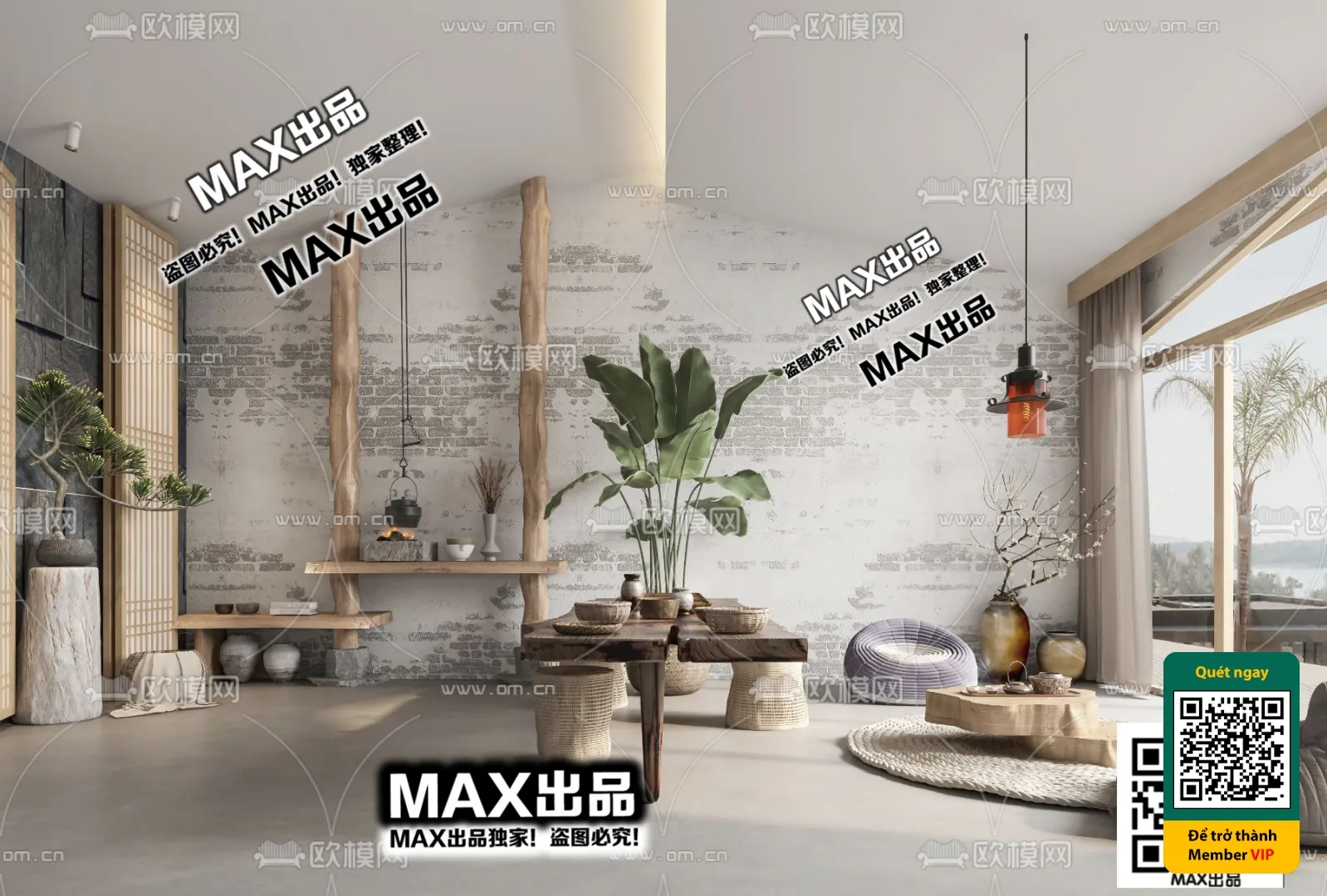 3D SCENES – WABI SABI STYLE – VRAY / CORONA – 3D MODEL – 6057
