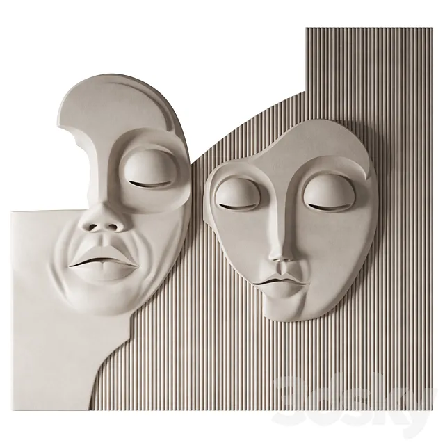 3d wall panel of the Face 3D Model