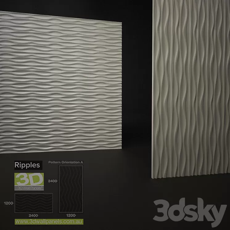3D Wall Panels Ripples 3D Model
