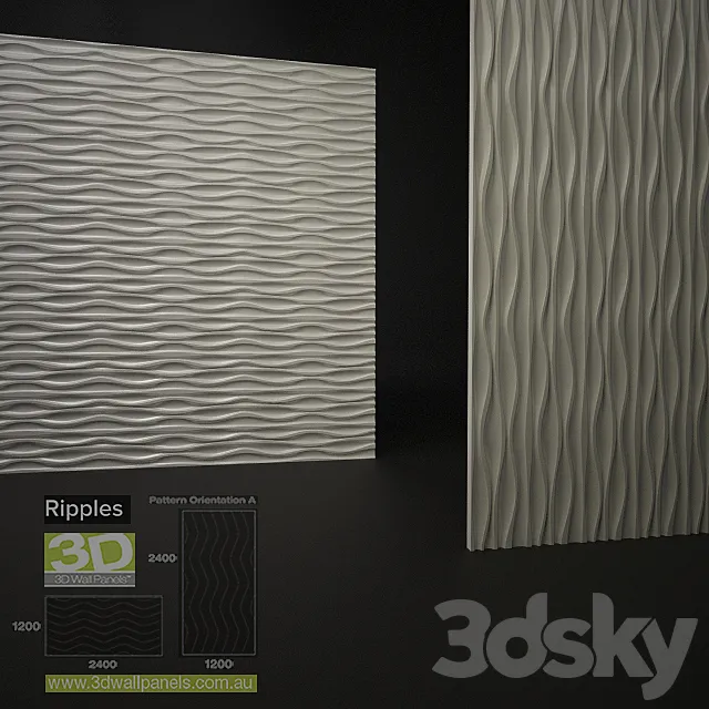 3D Wall Panels Ripples 3DModel 3D Wall Panels Ripples 3DModel