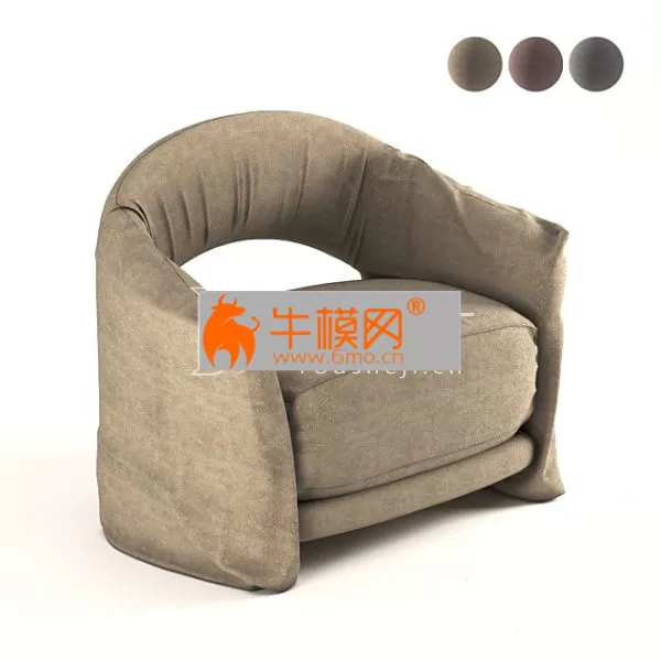 ARMCHAIR – Brown armchair with fabric material in 3 colors (free)